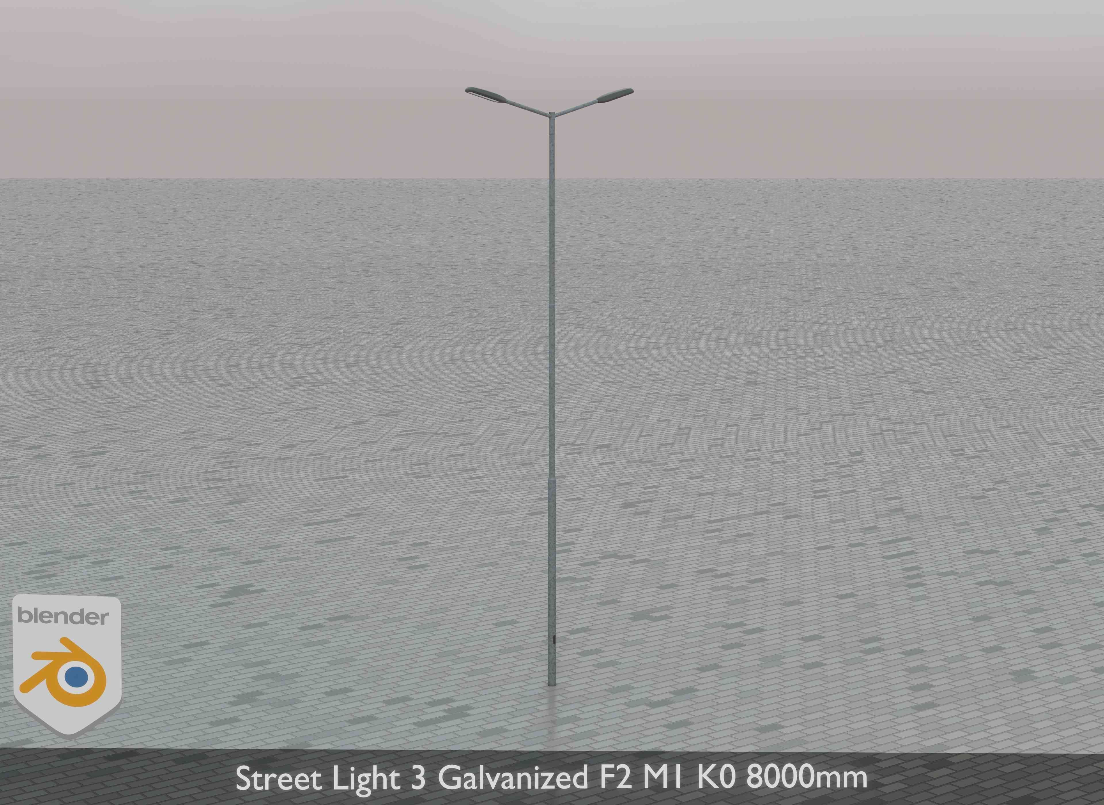 Street Light 3 Galvanized F2 M1 K0 8000mm Low-poly 3D model_34