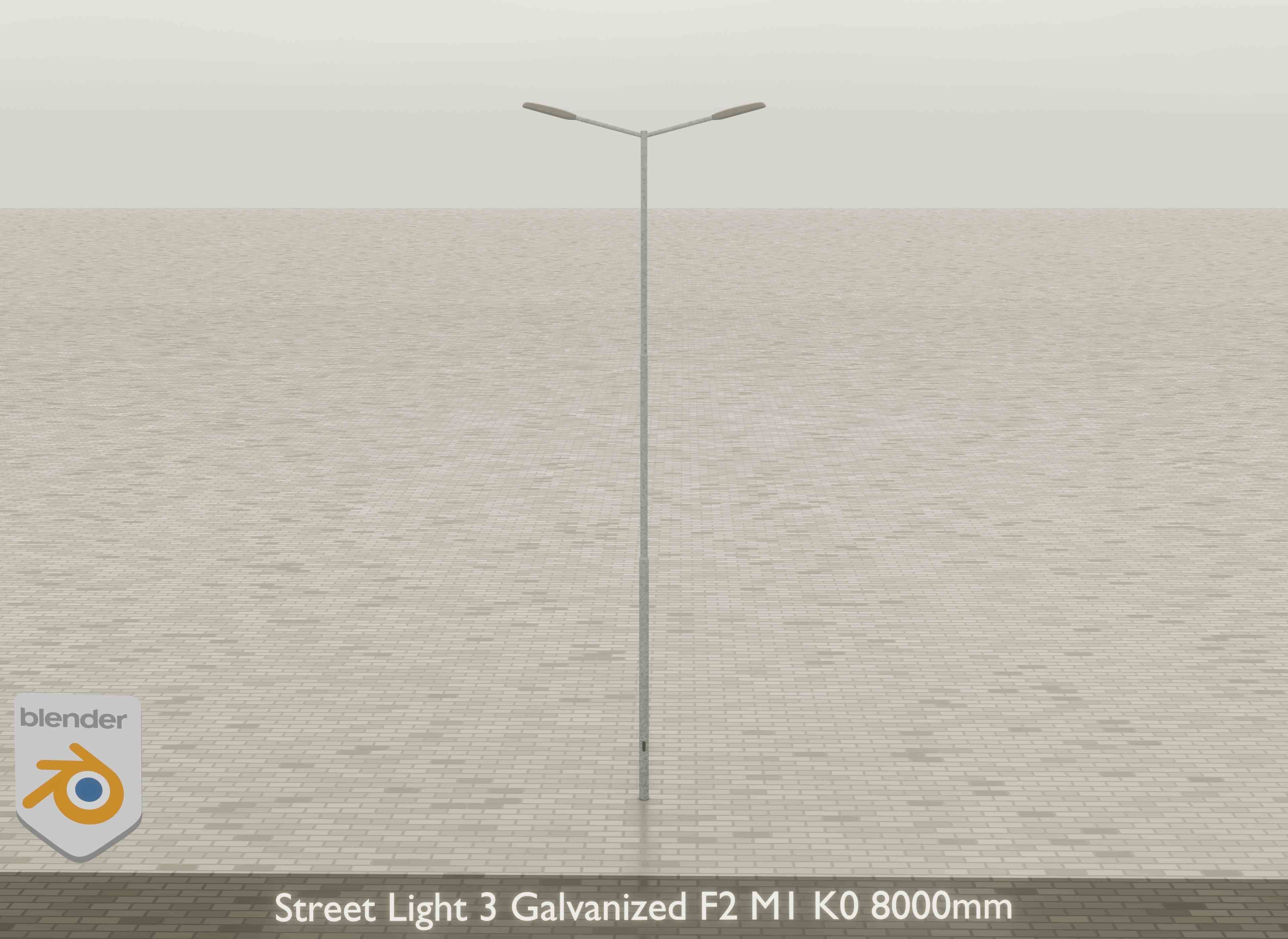 Street Light 3 Galvanized F2 M1 K0 8000mm Low-poly 3D model_19
