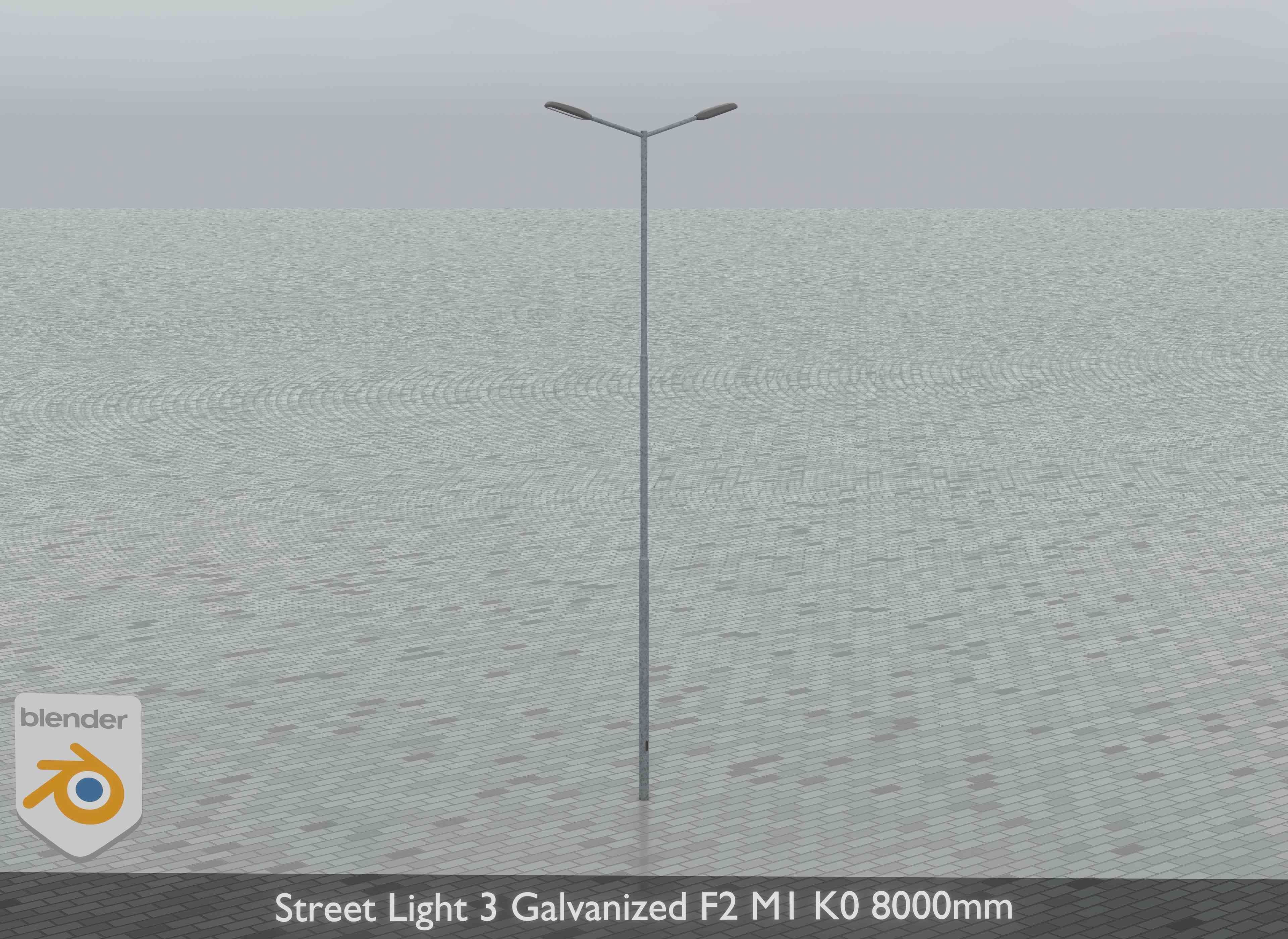 Street Light 3 Galvanized F2 M1 K0 8000mm Low-poly 3D model_8