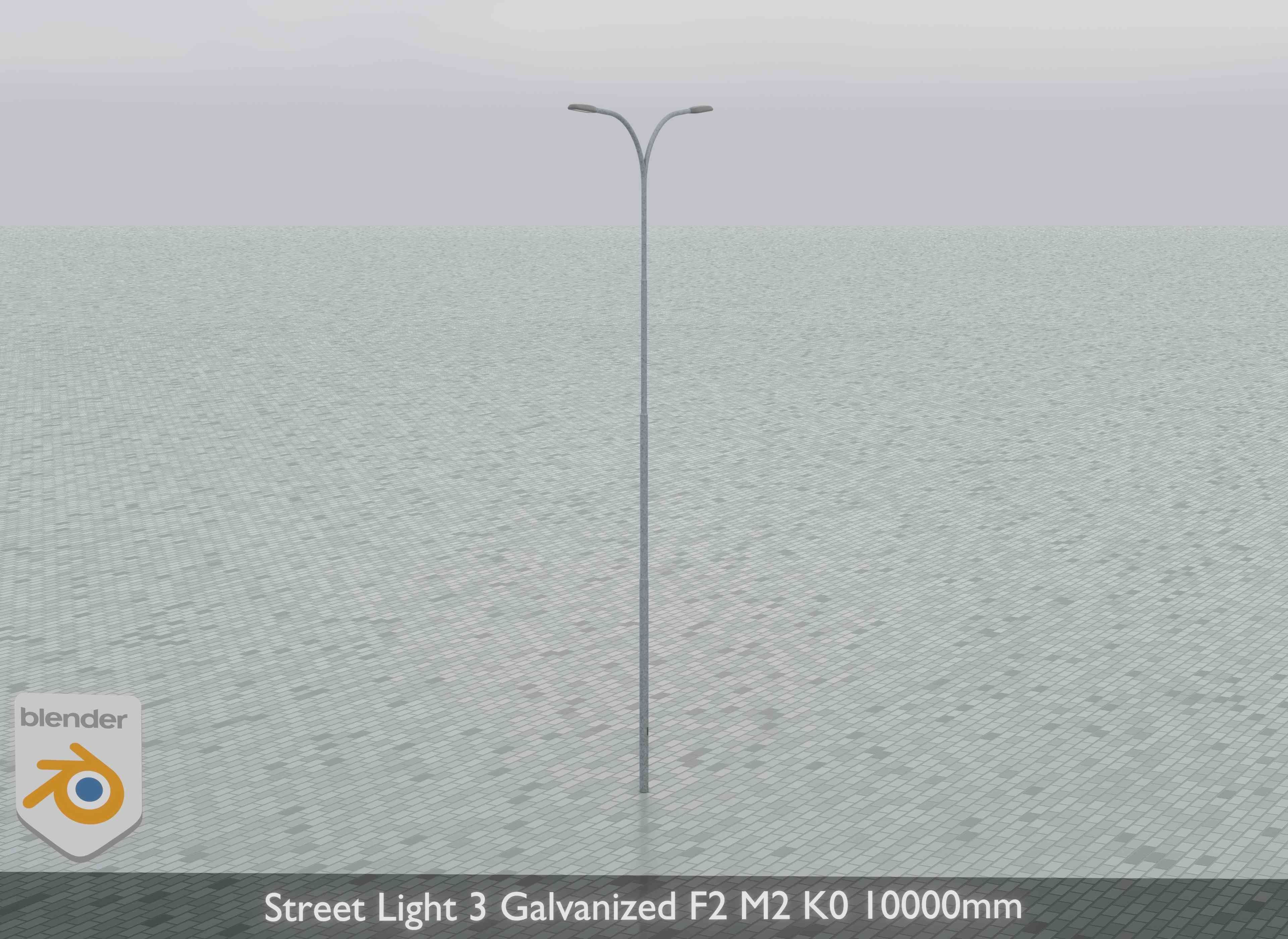 Street Light 3 Galvanized F2 M2 K0 10000mm Low-poly 3D model_7