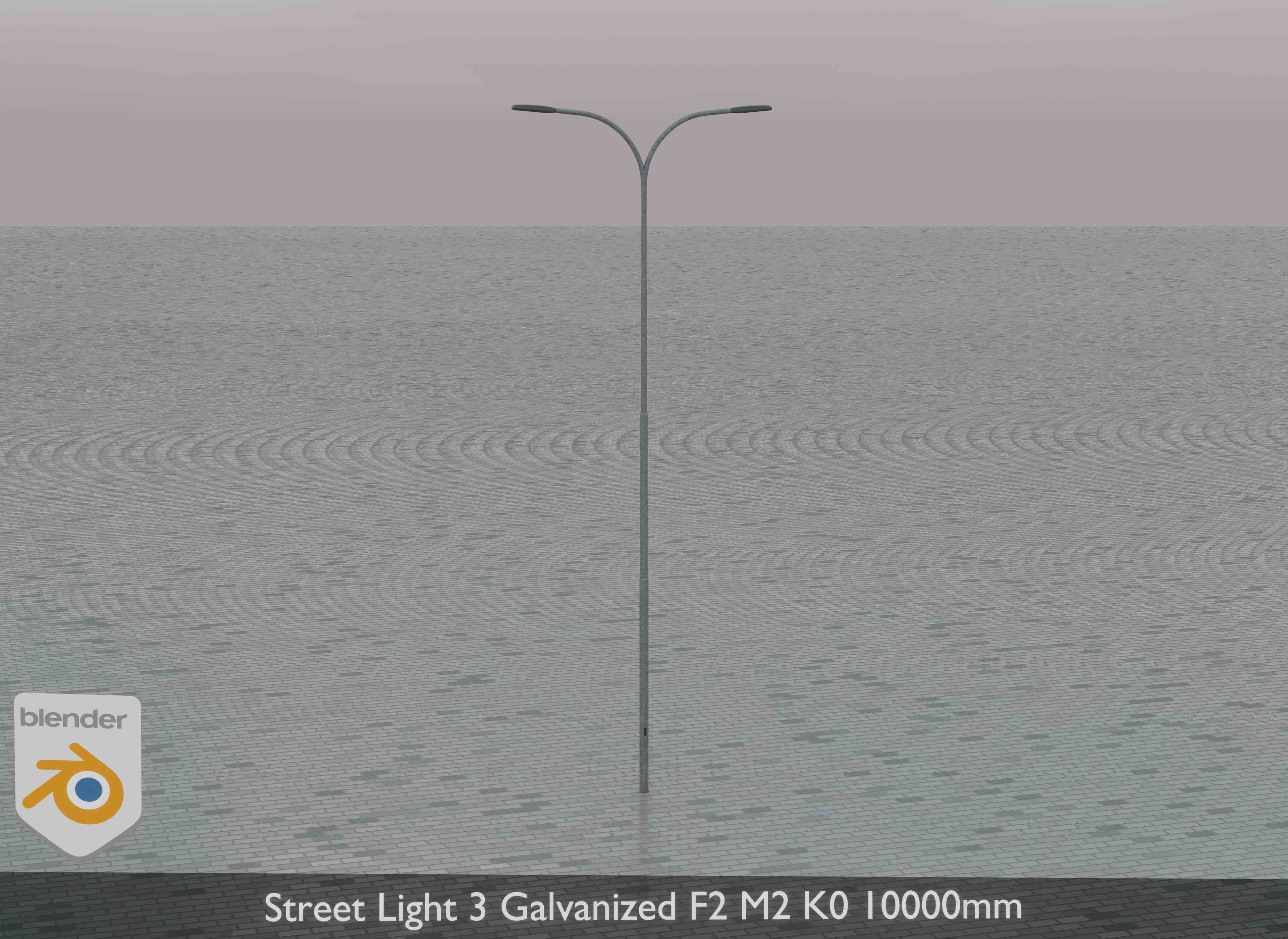 Street Light 3 Galvanized F2 M2 K0 10000mm Low-poly 3D model_35