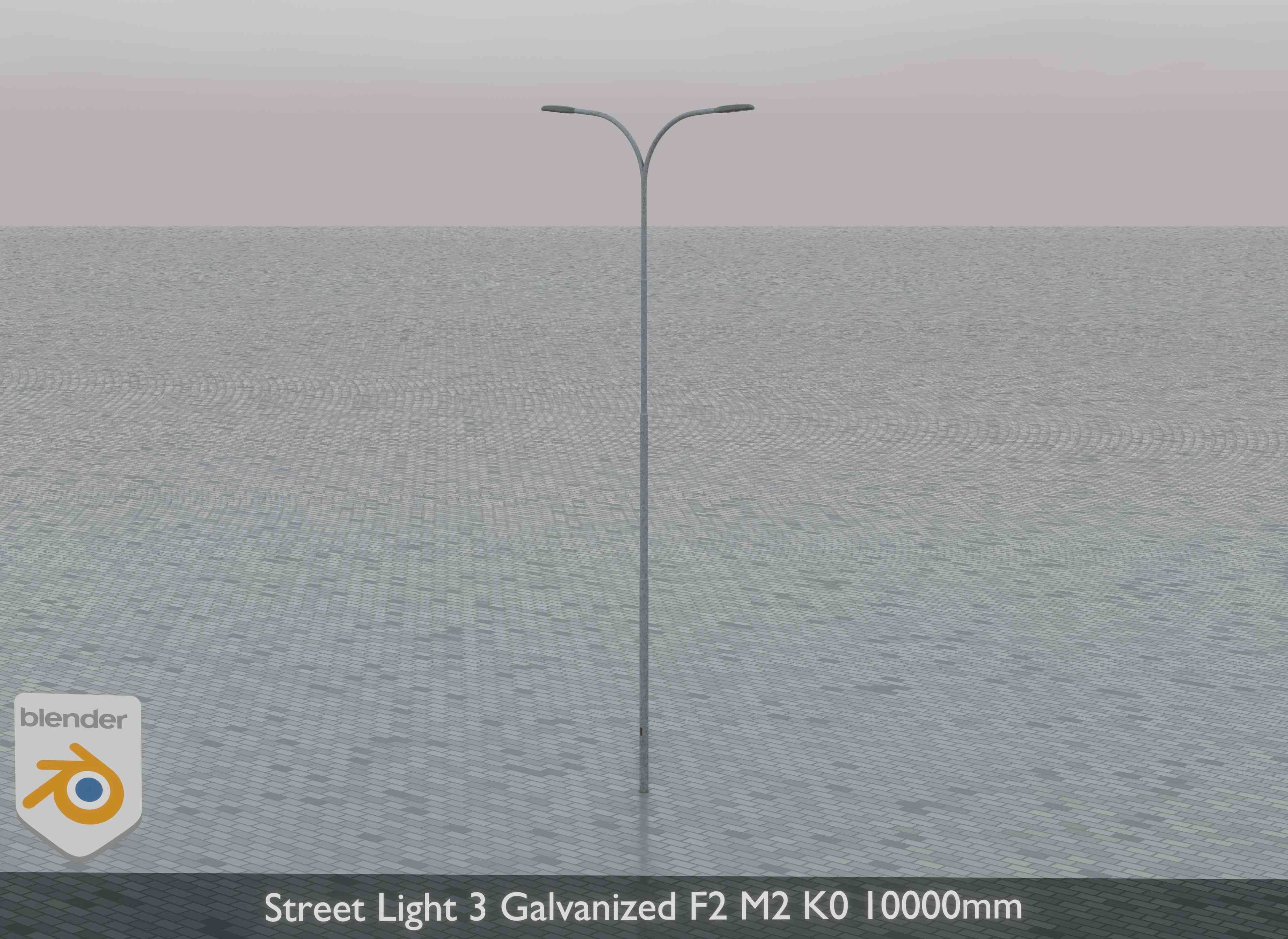 Street Light 3 Galvanized F2 M2 K0 10000mm Low-poly 3D model_3