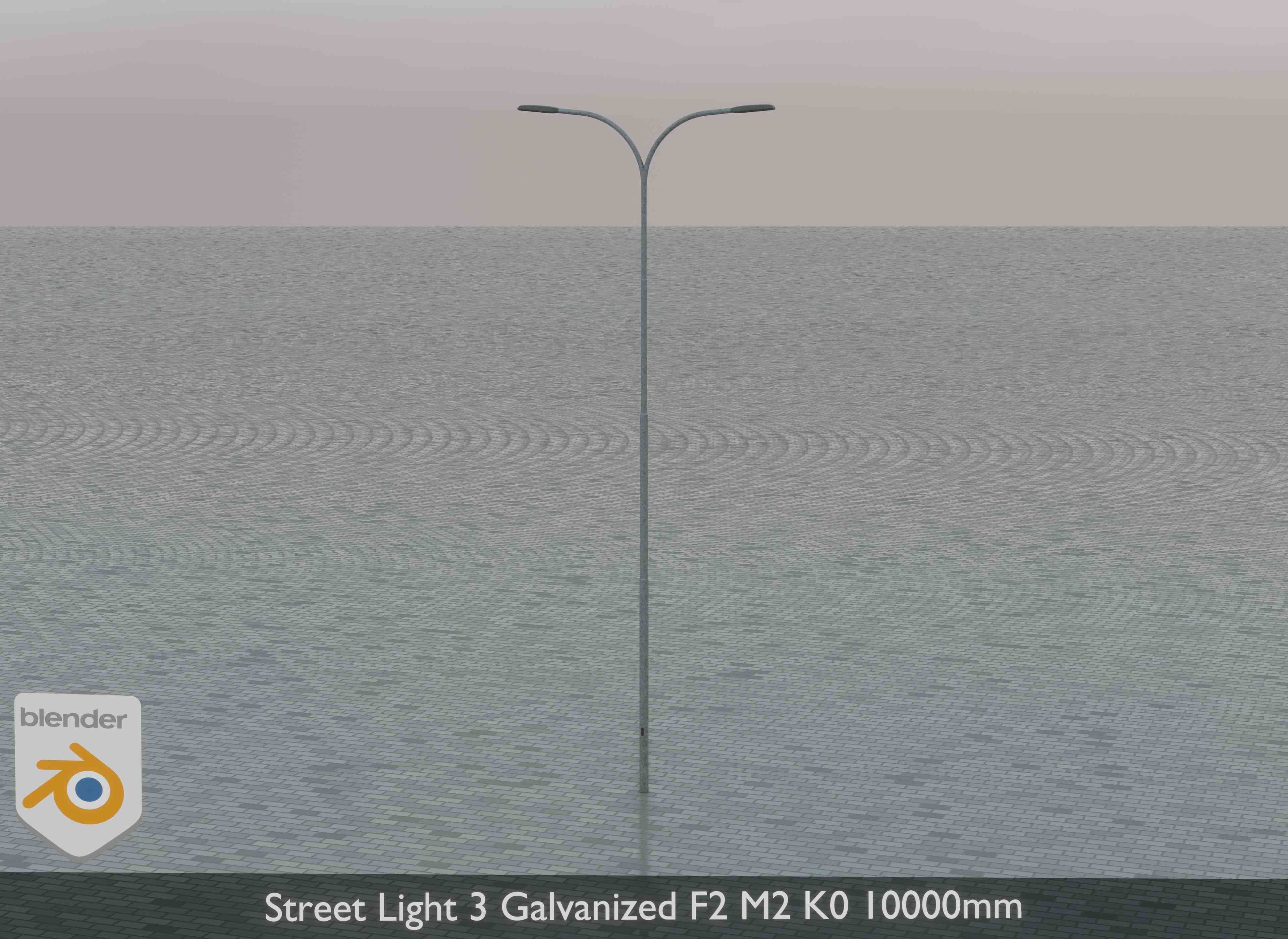 Street Light 3 Galvanized F2 M2 K0 10000mm Low-poly 3D model_2