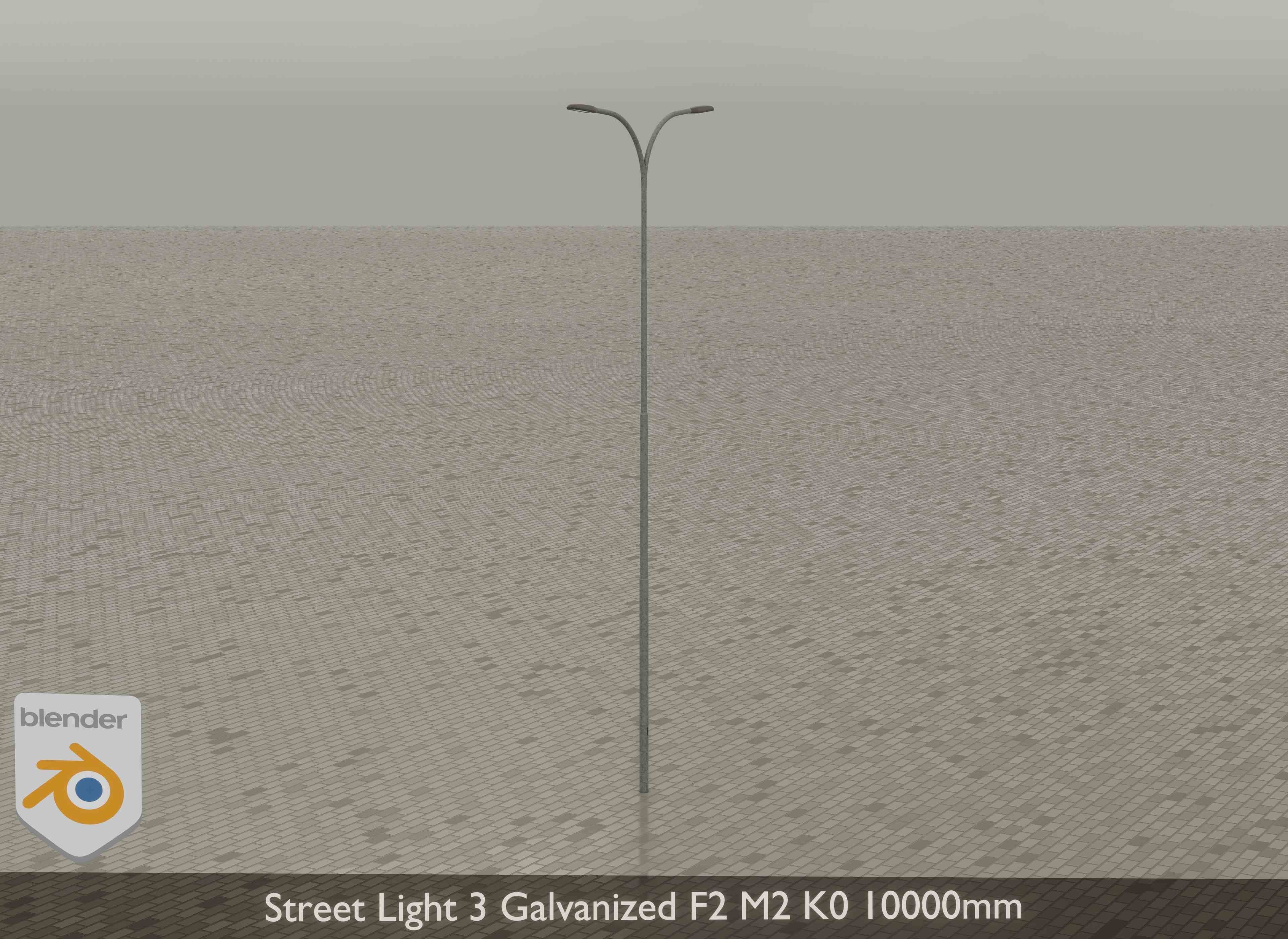 Street Light 3 Galvanized F2 M2 K0 10000mm Low-poly 3D model_16