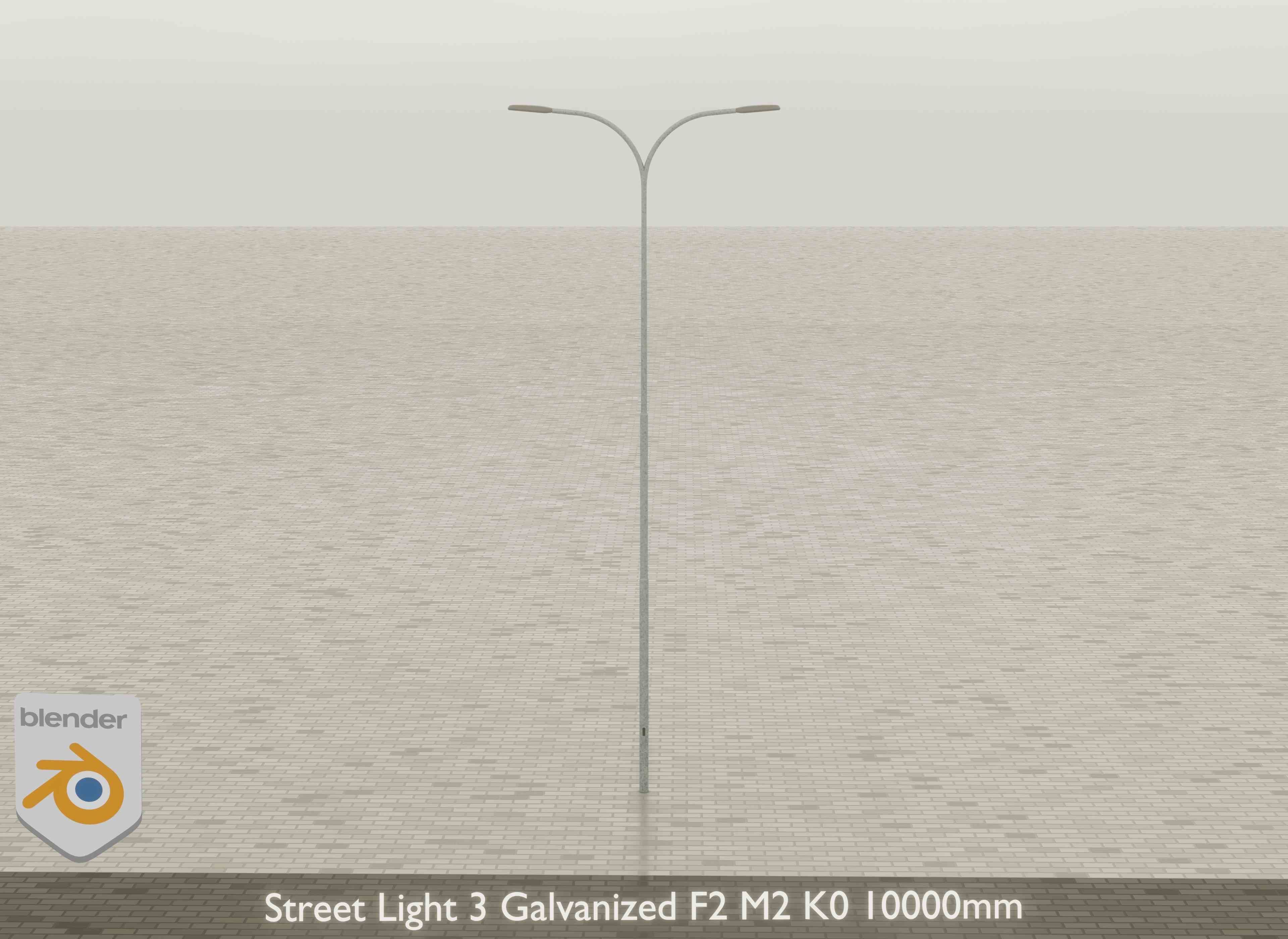 Street Light 3 Galvanized F2 M2 K0 10000mm Low-poly 3D model_19