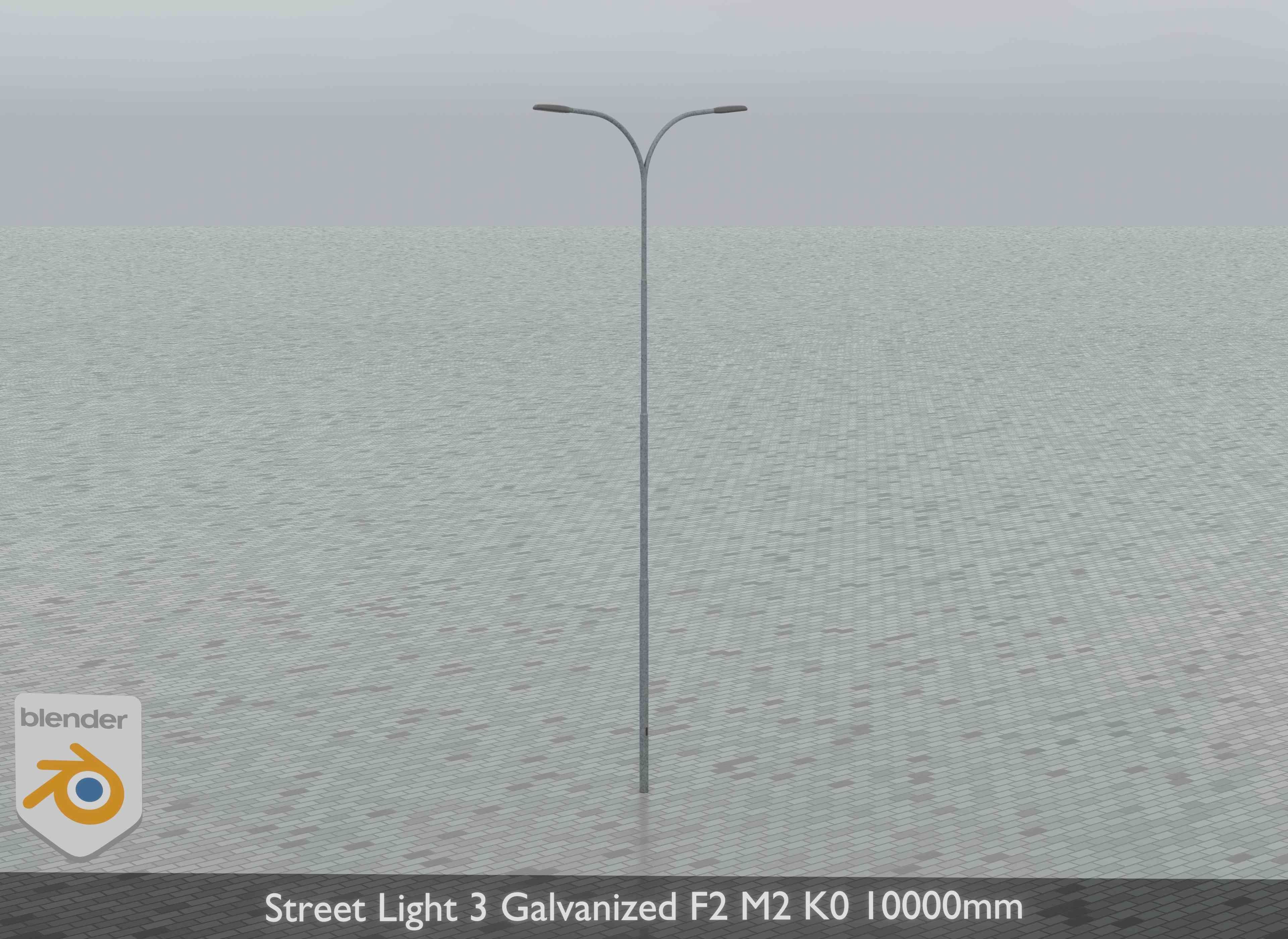 Street Light 3 Galvanized F2 M2 K0 10000mm Low-poly 3D model_8