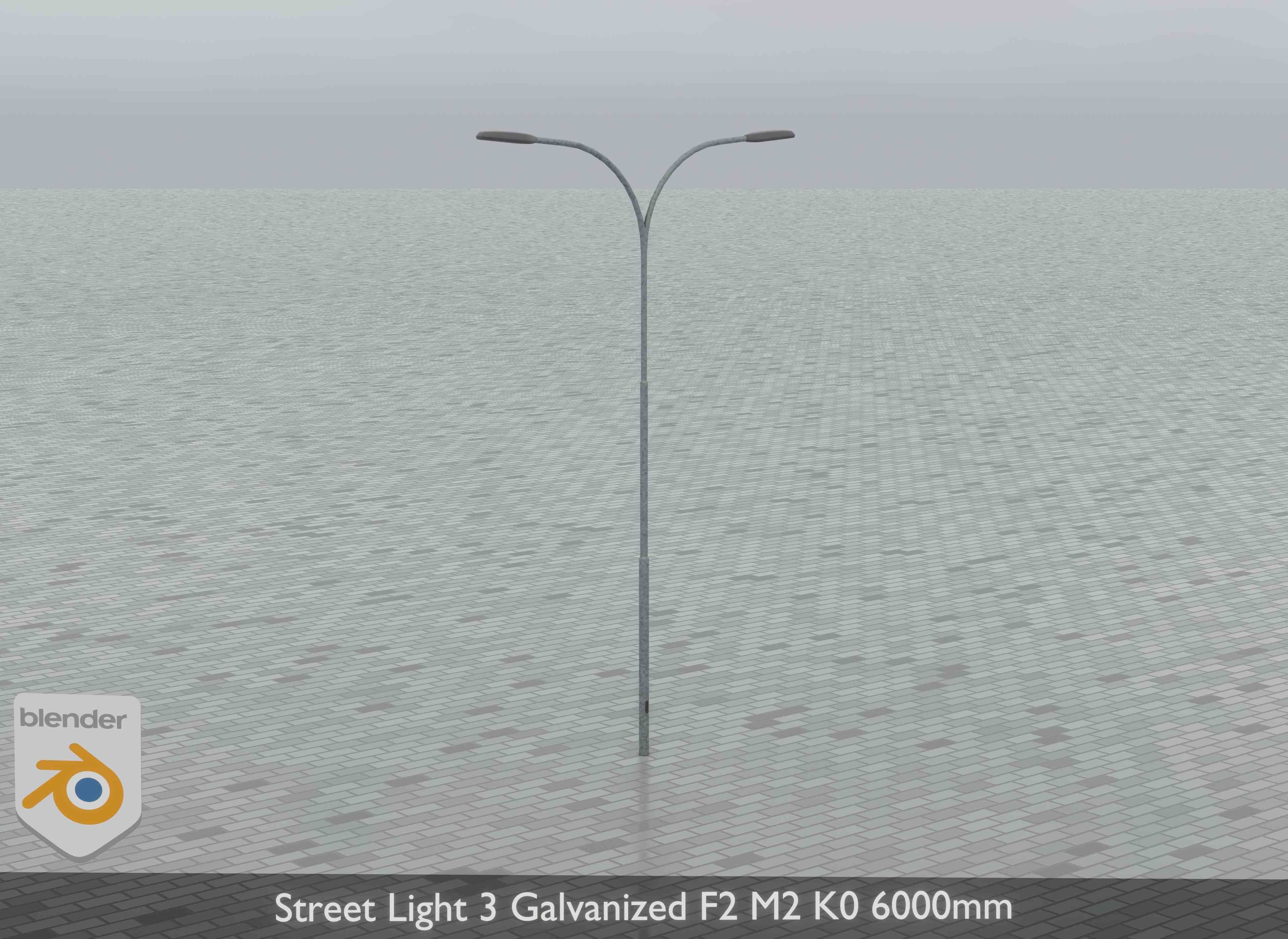 Street Light 3 Galvanized F2 M2 K0 6000mm Low-poly 3D model_7