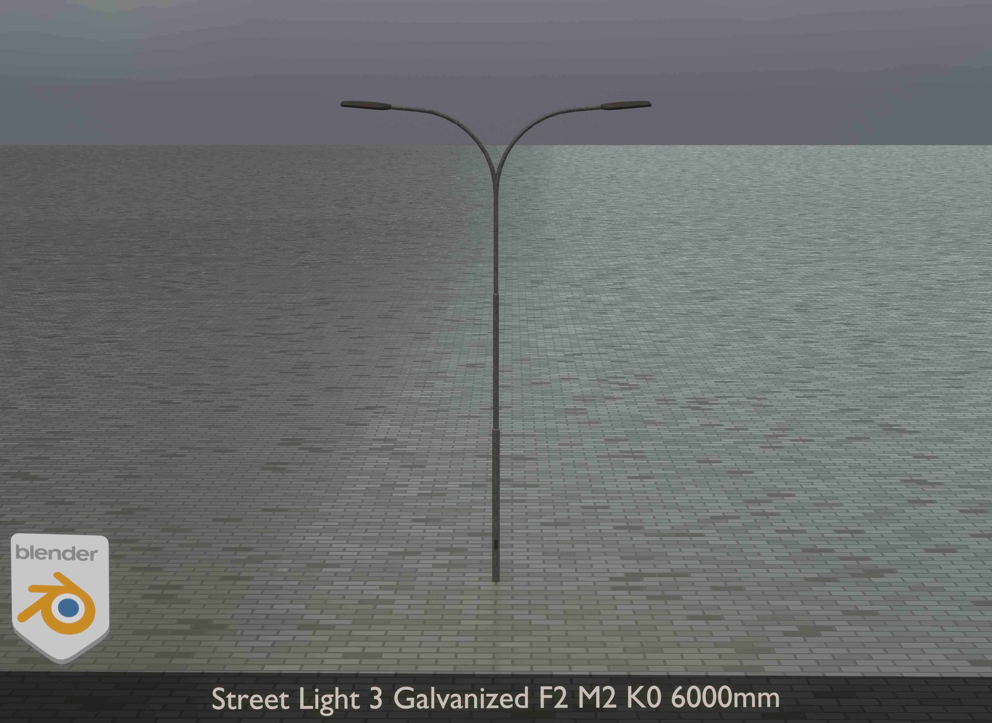 Street Light 3 Galvanized F2 M2 K0 6000mm Low-poly 3D model_9