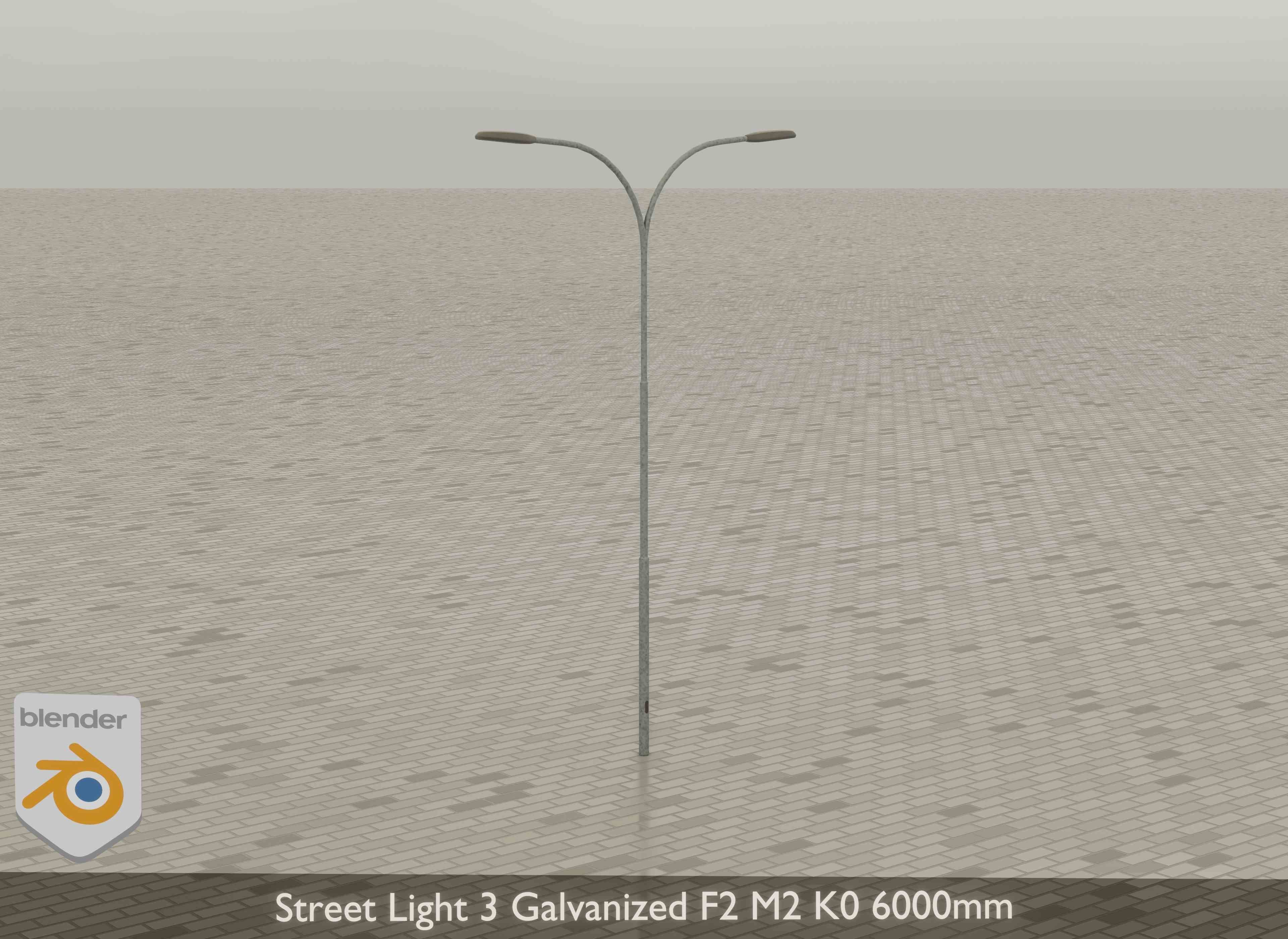 Street Light 3 Galvanized F2 M2 K0 6000mm Low-poly 3D model_16