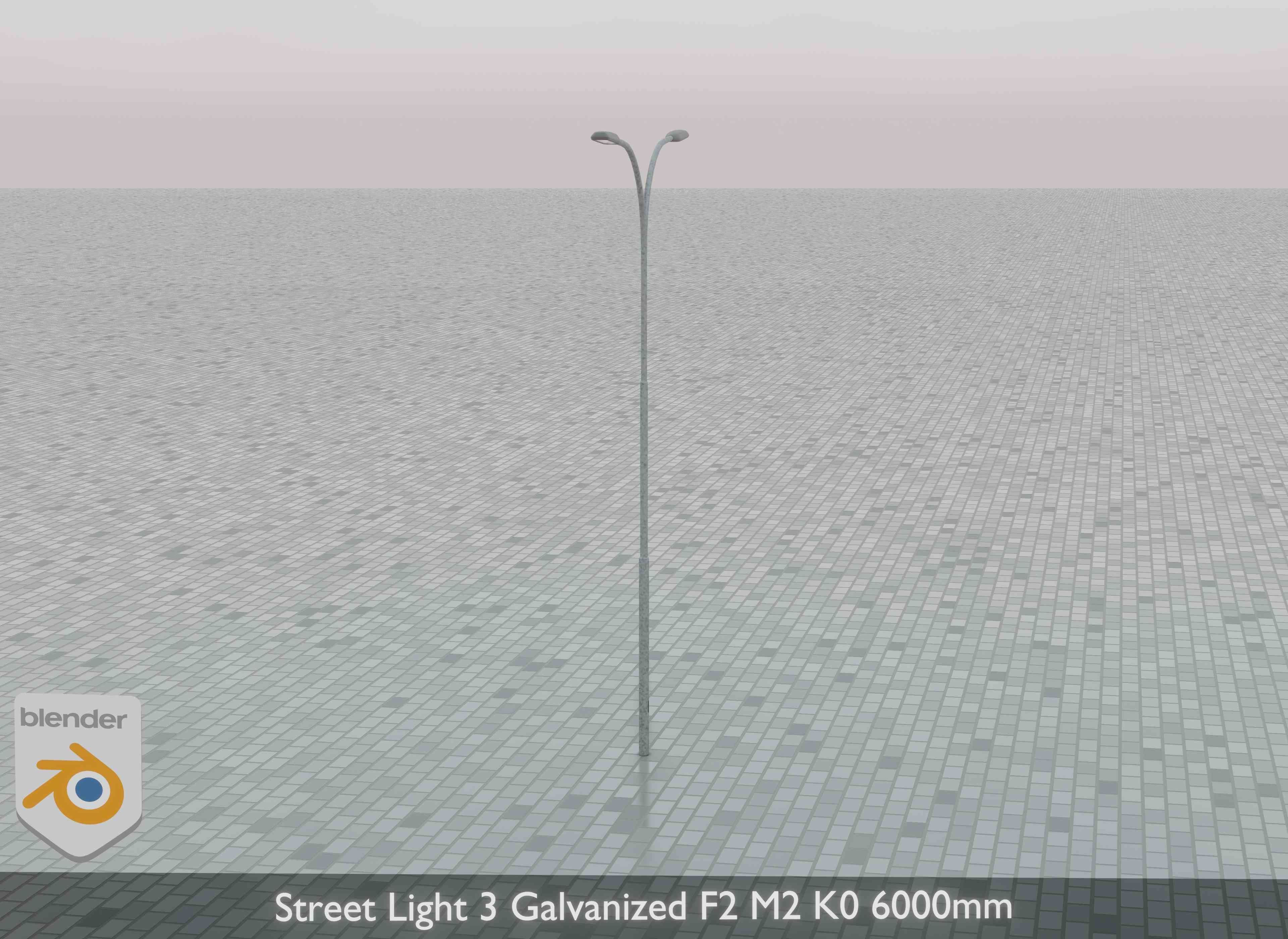 Street Light 3 Galvanized F2 M2 K0 6000mm Low-poly 3D model_32
