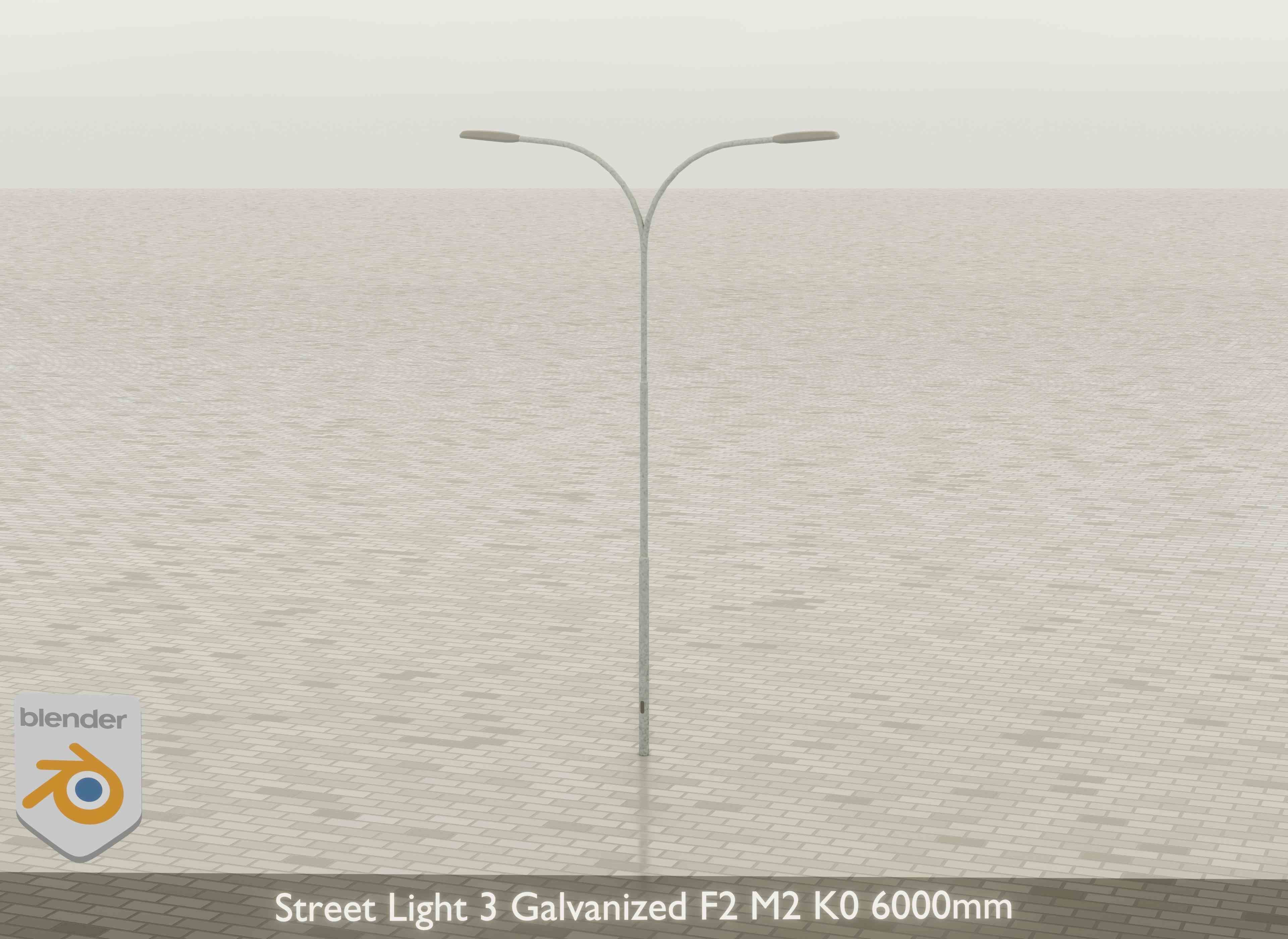 Street Light 3 Galvanized F2 M2 K0 6000mm Low-poly 3D model_19