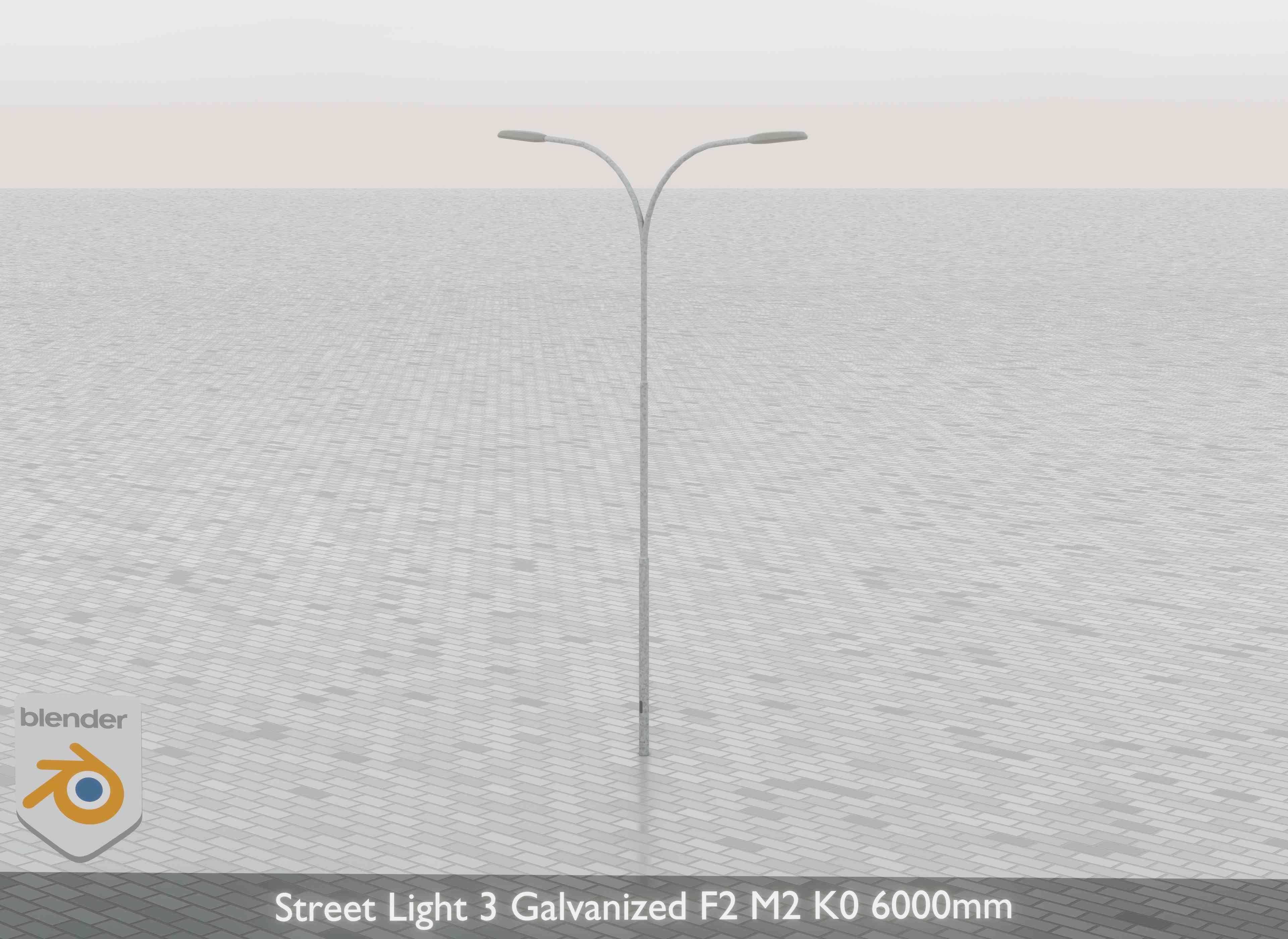 Street Light 3 Galvanized F2 M2 K0 6000mm Low-poly 3D model_29