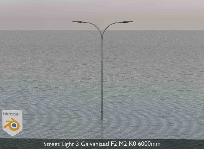 Street Light 3 Galvanized F2 M2 K0 6000mm Low-poly 3D model 2