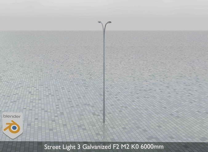 Street Light 3 Galvanized F2 M2 K0 6000mm Low-poly 3D model 5