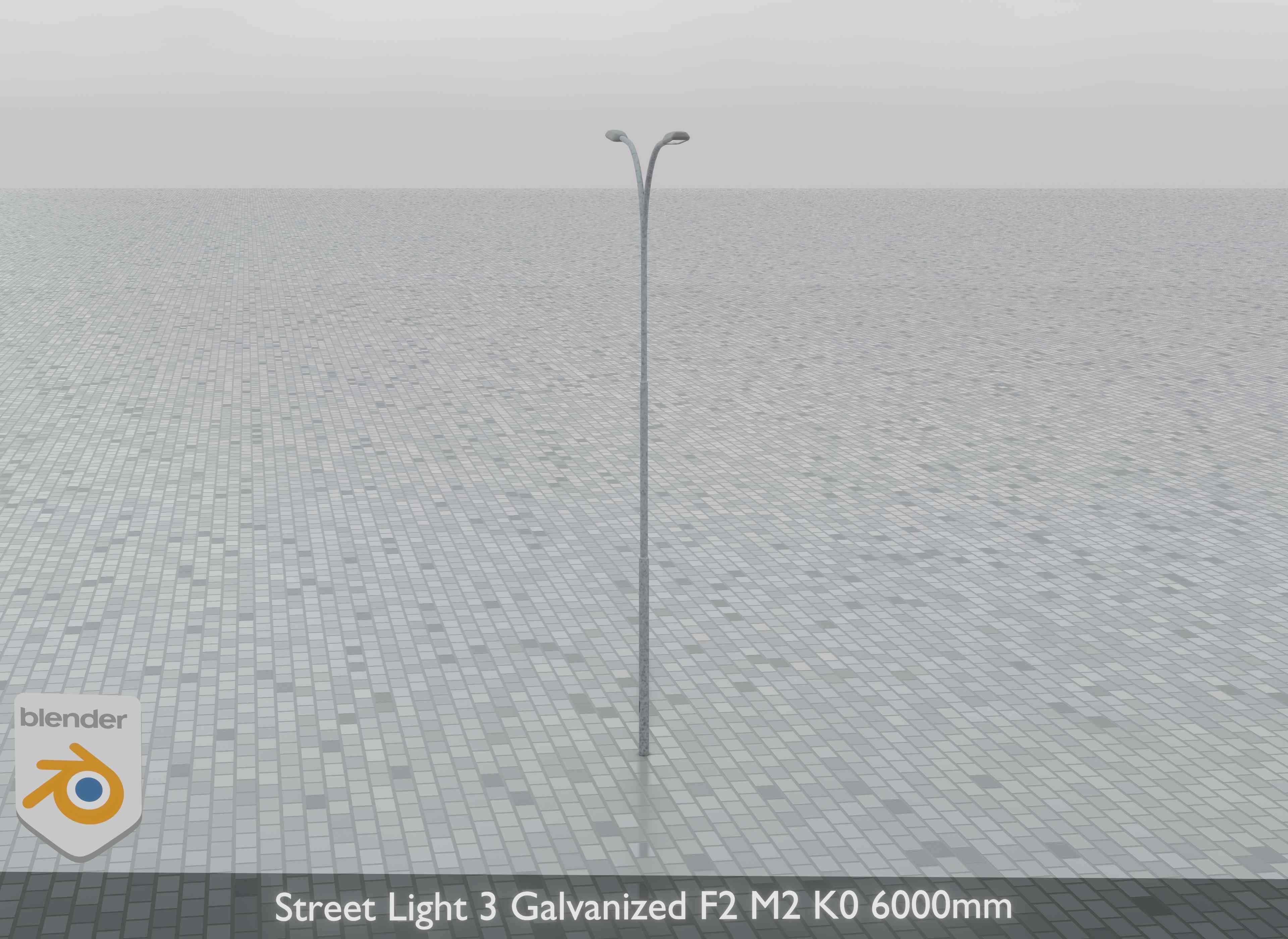 Street Light 3 Galvanized F2 M2 K0 6000mm Low-poly 3D model_4