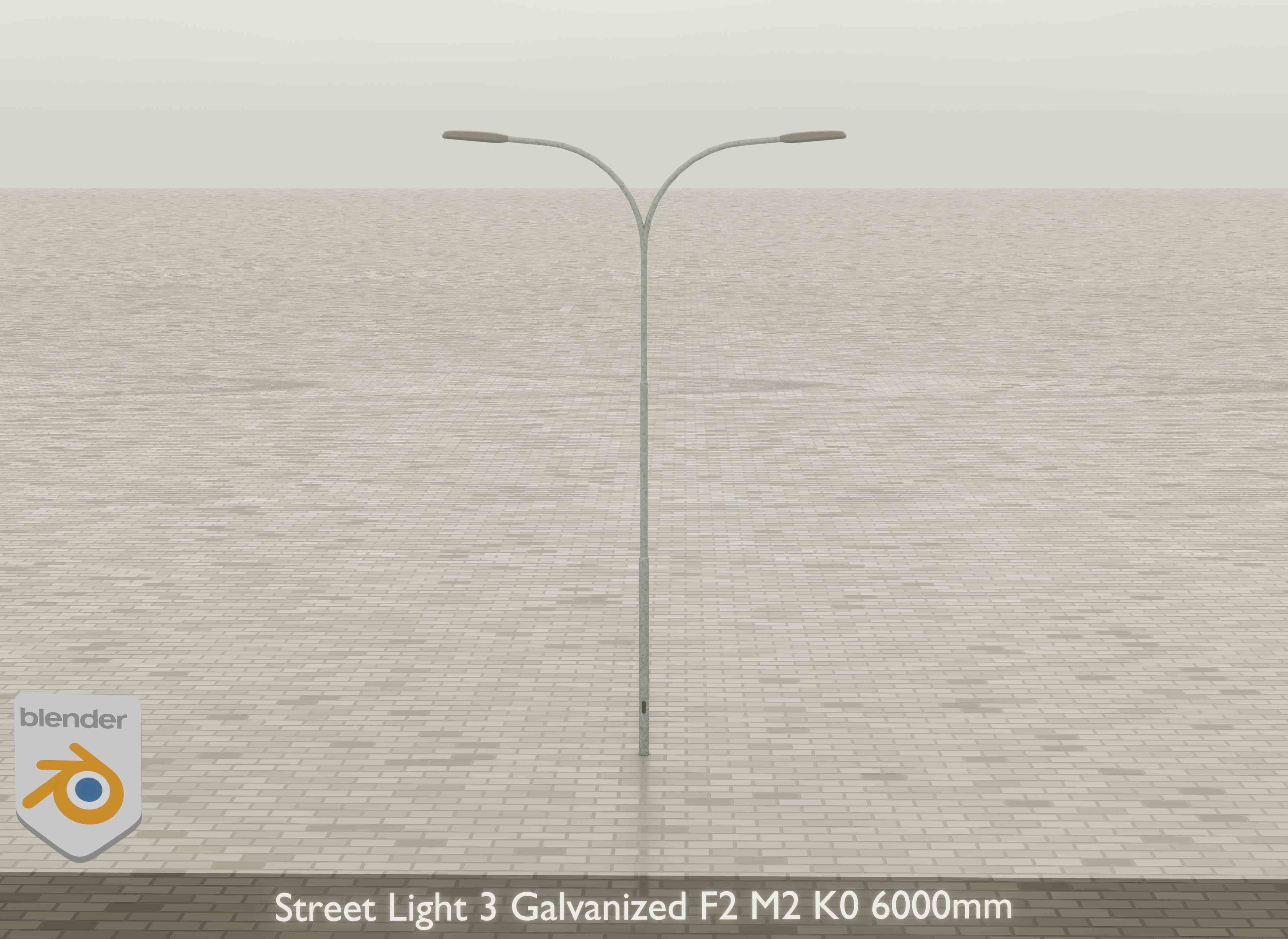 Street Light 3 Galvanized F2 M2 K0 6000mm Low-poly 3D model_18