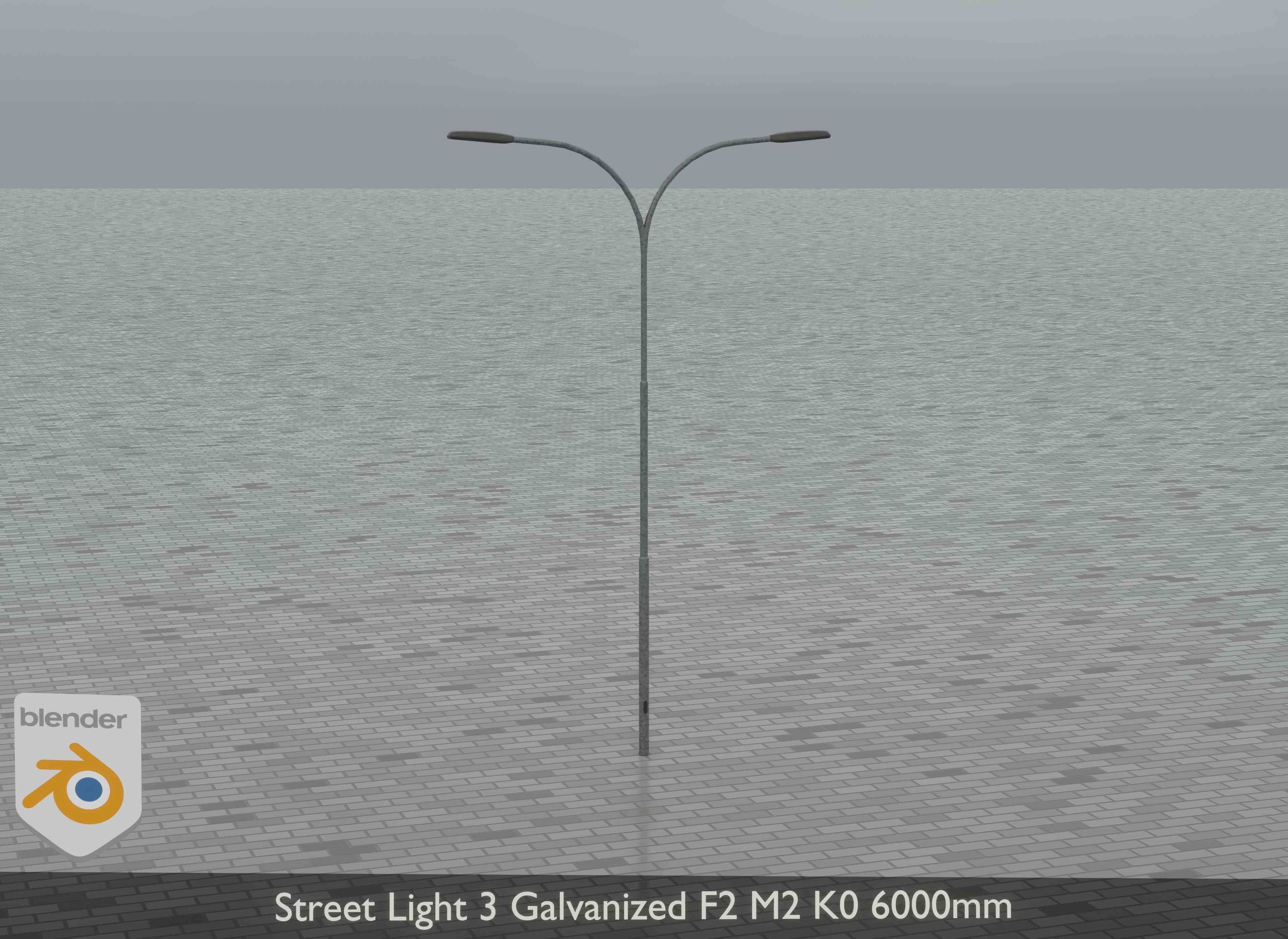 Street Light 3 Galvanized F2 M2 K0 6000mm Low-poly 3D model_8