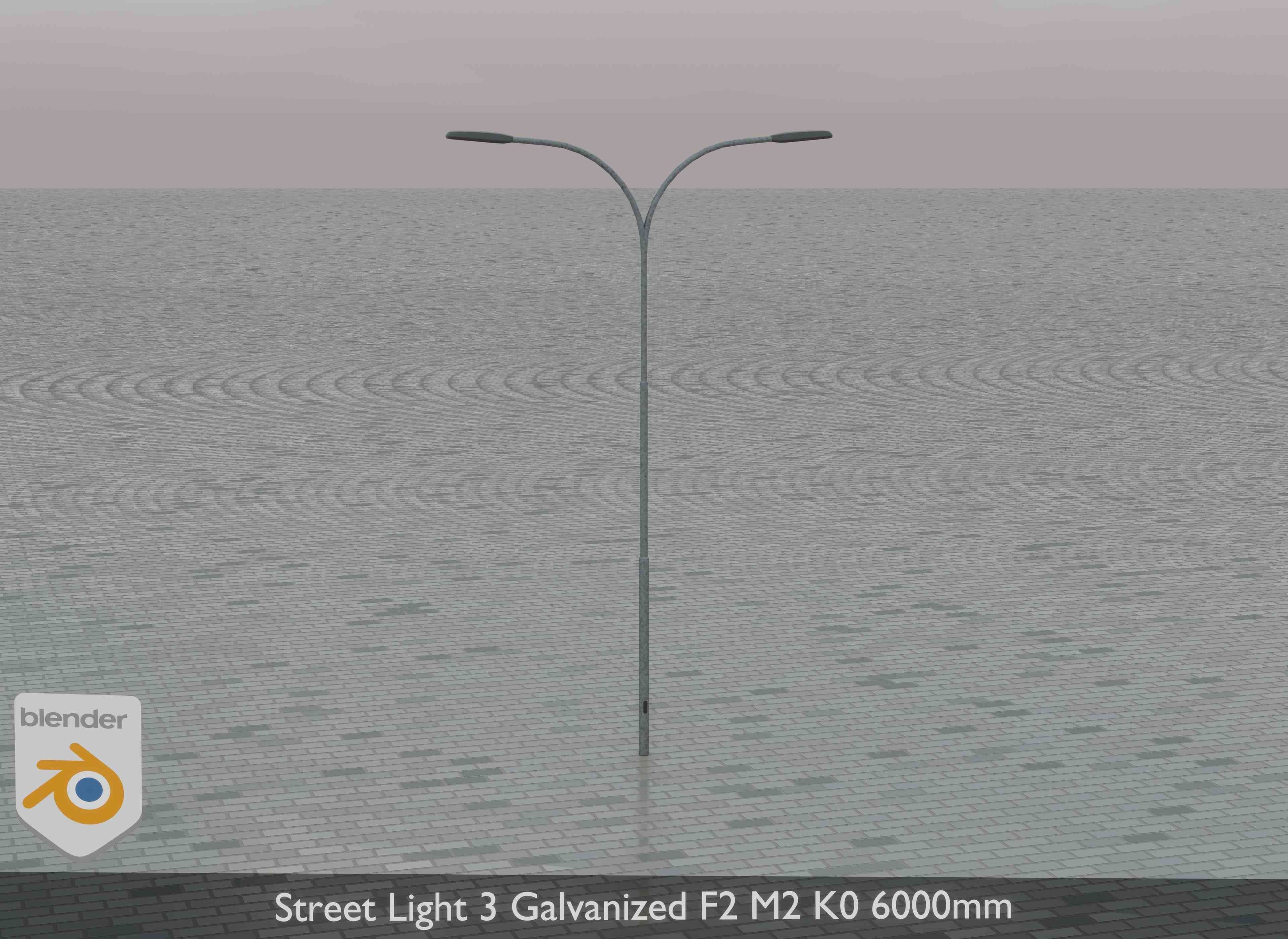 Street Light 3 Galvanized F2 M2 K0 6000mm Low-poly 3D model_35