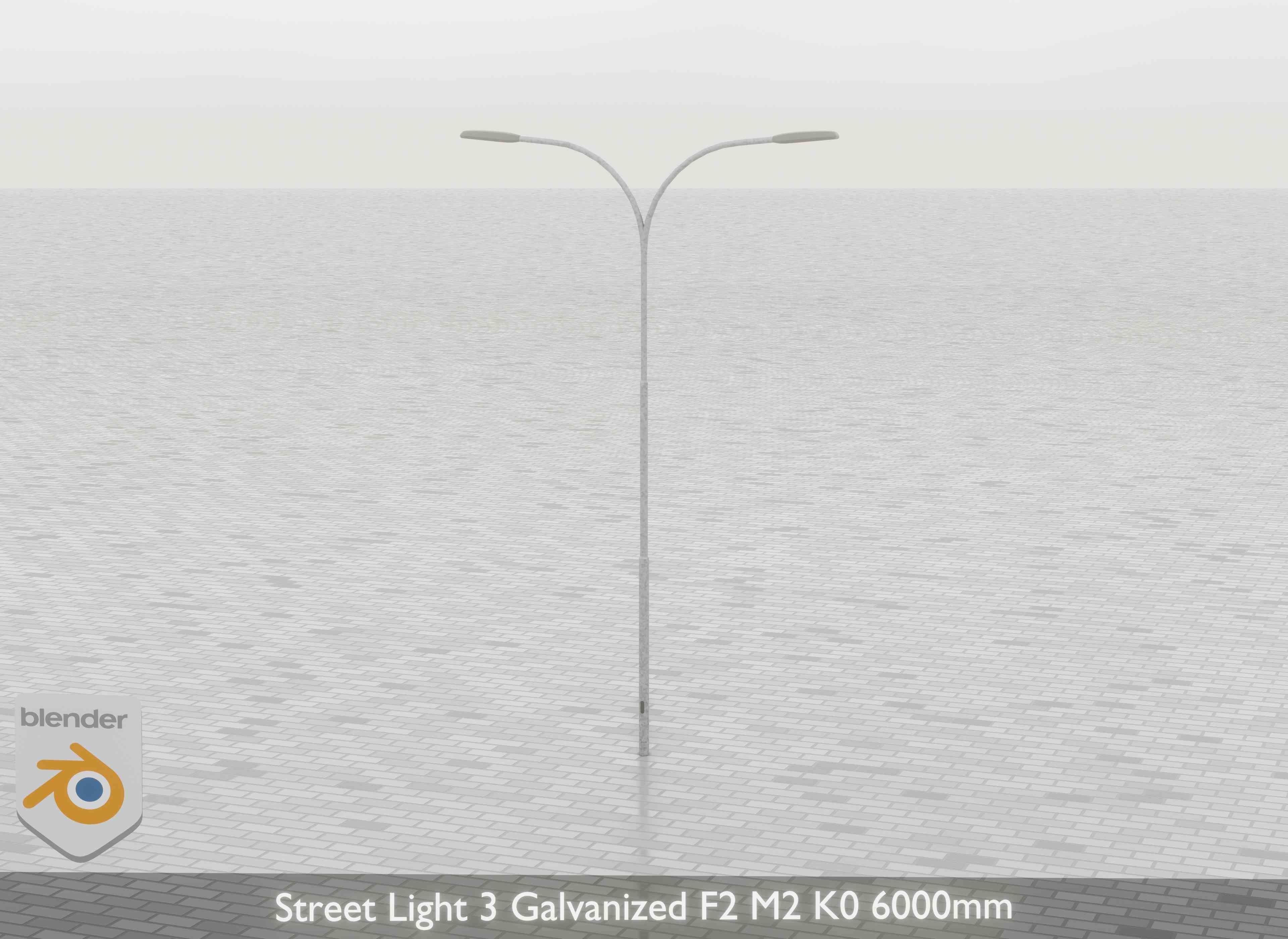Street Light 3 Galvanized F2 M2 K0 6000mm Low-poly 3D model_28