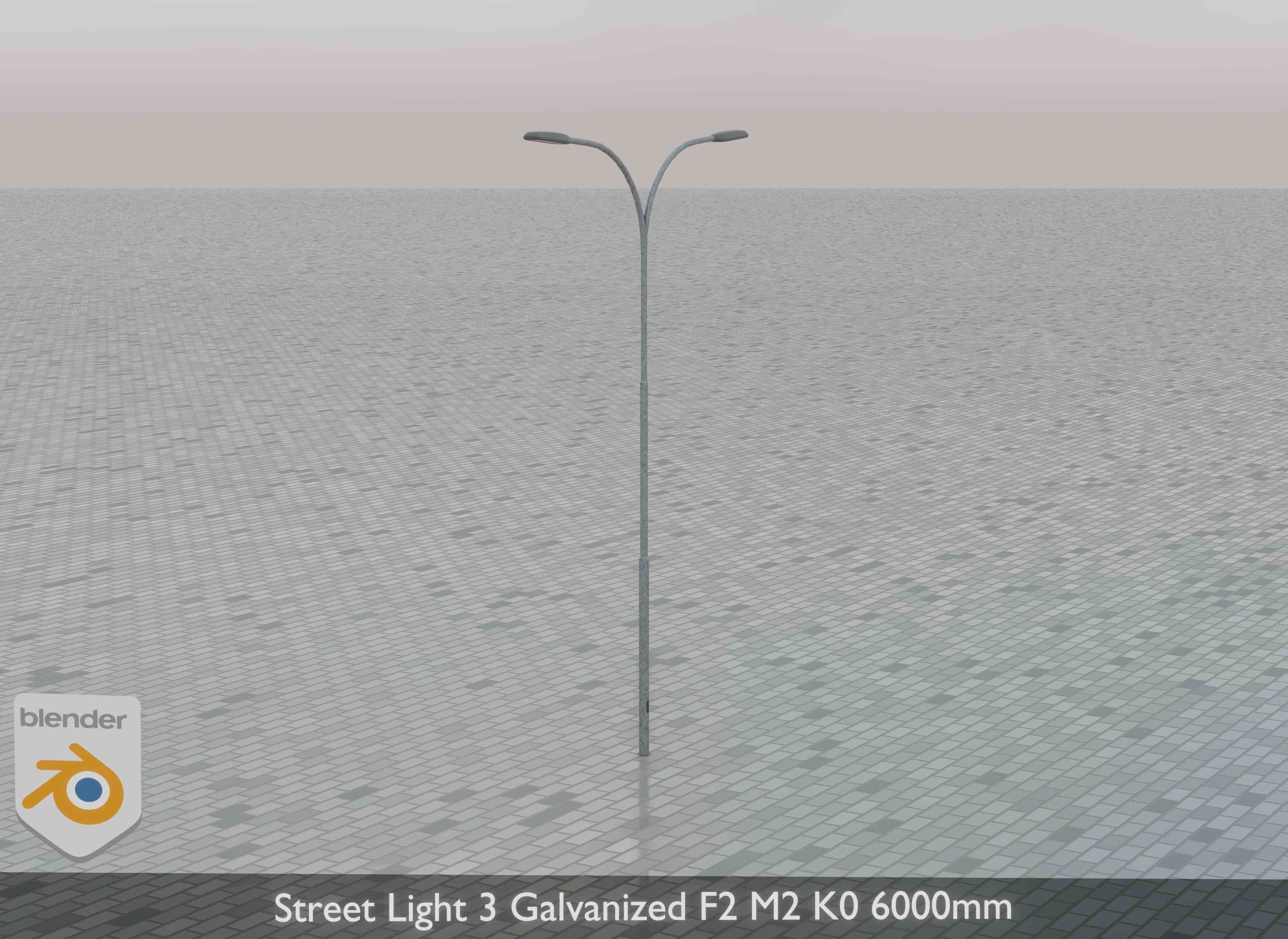 Street Light 3 Galvanized F2 M2 K0 6000mm Low-poly 3D model_33