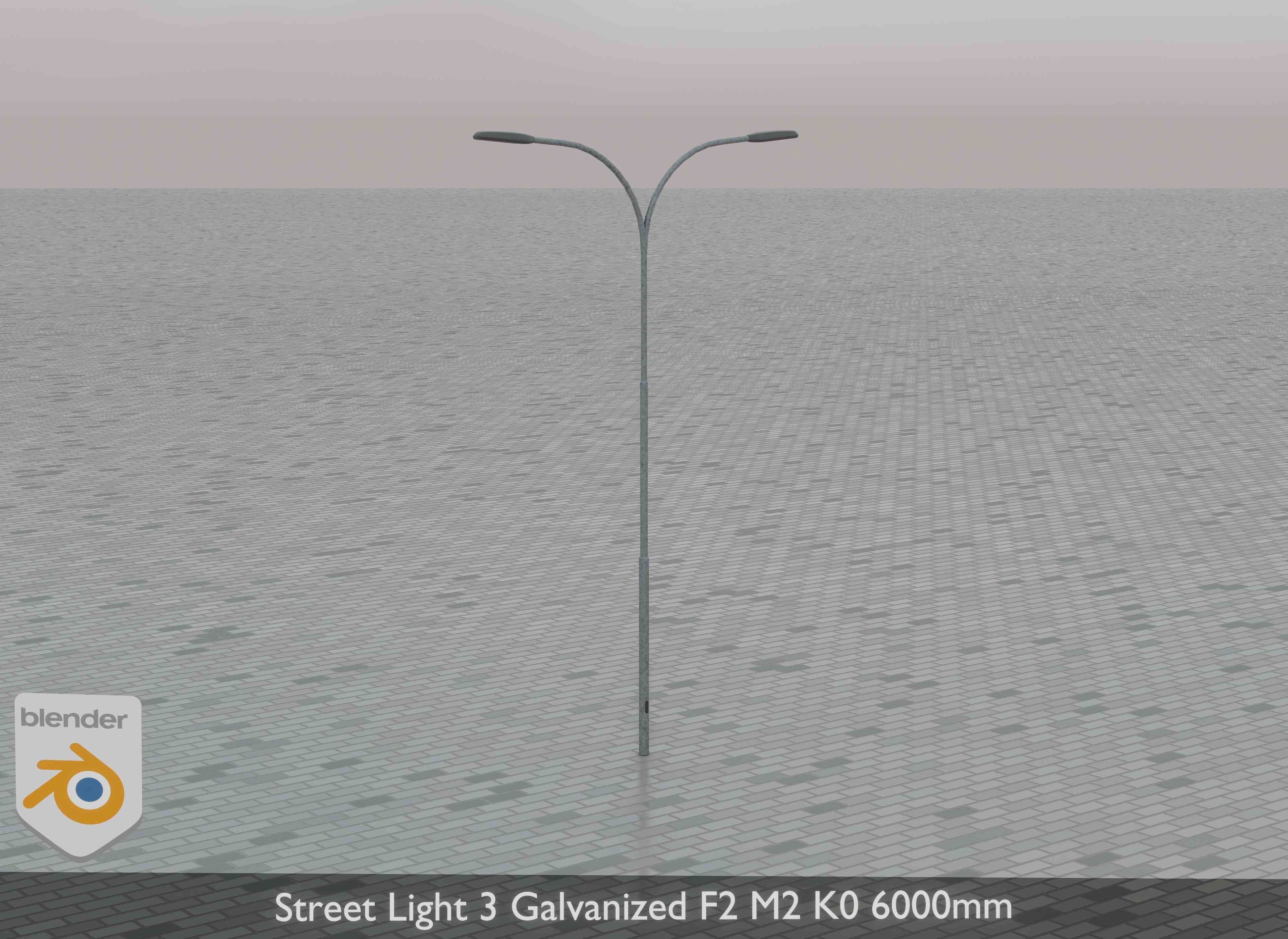 Street Light 3 Galvanized F2 M2 K0 6000mm Low-poly 3D model_34
