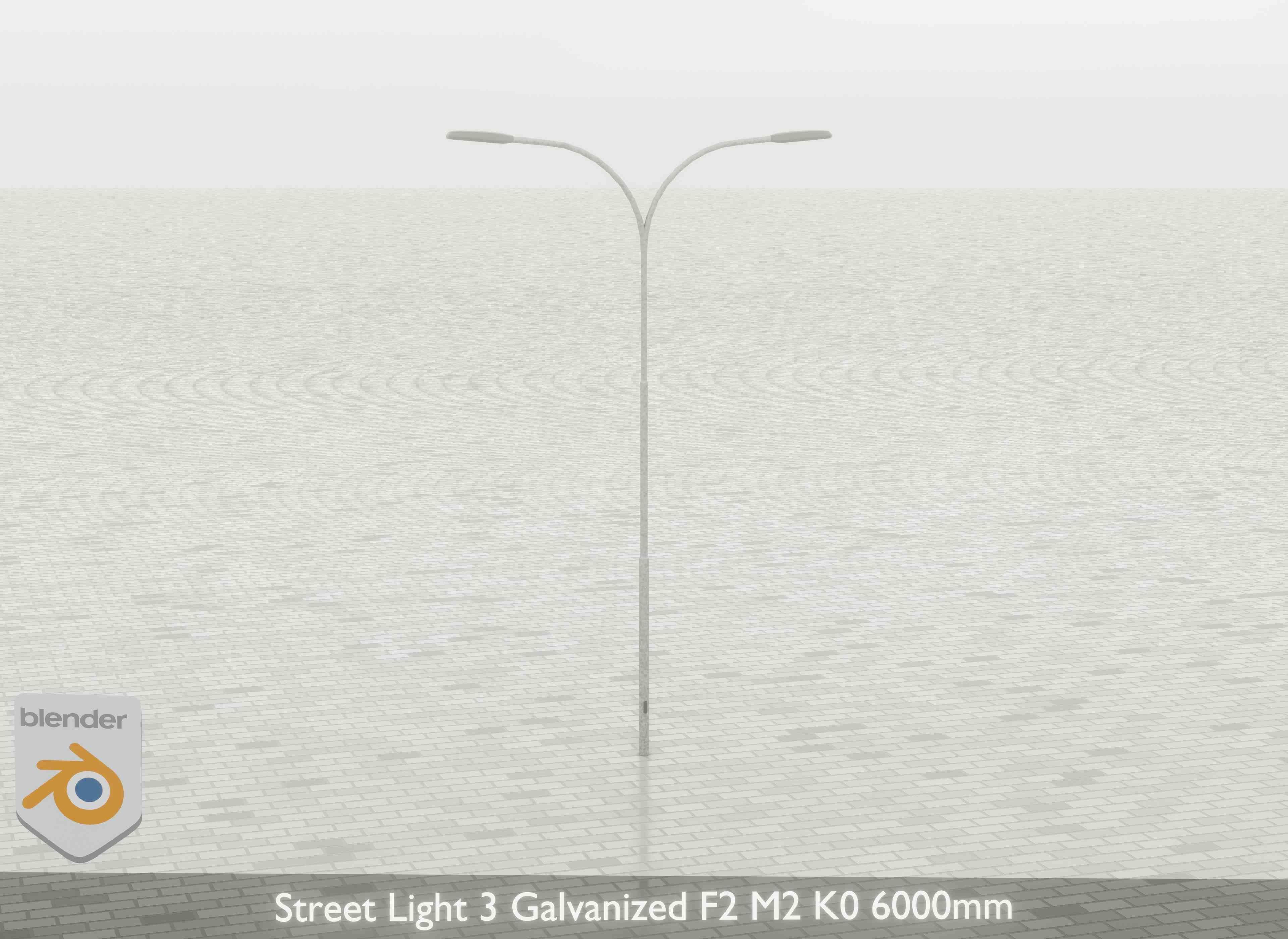 Street Light 3 Galvanized F2 M2 K0 6000mm Low-poly 3D model_26