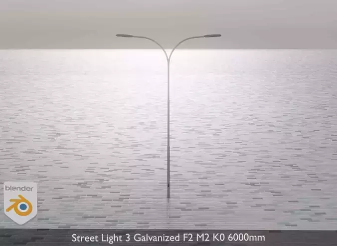 Street Light 3 Galvanized F2 M2 K0 6000mm Low-poly 3D model