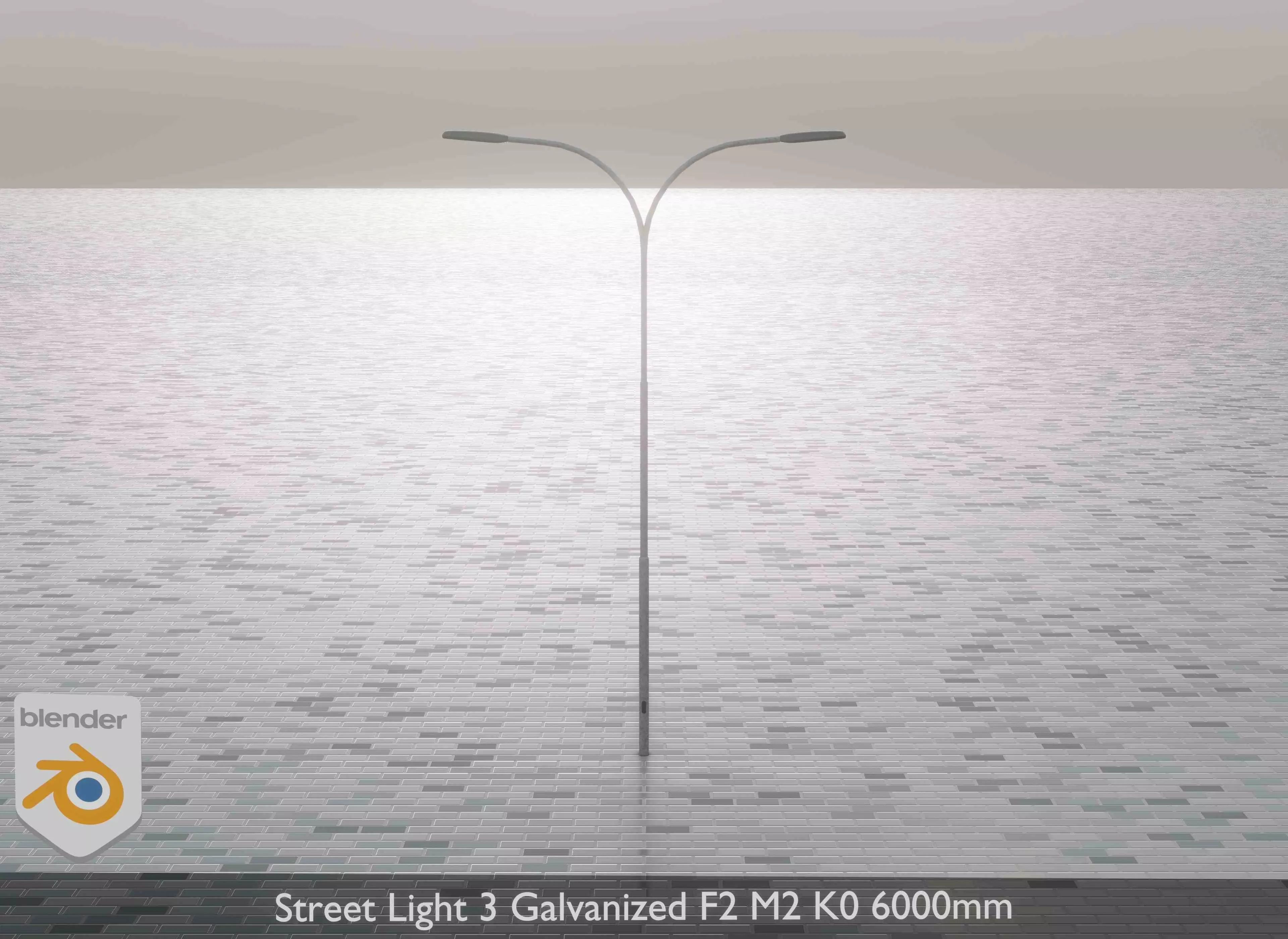 Street Light 3 Galvanized F2 M2 K0 6000mm Low-poly 3D model_0