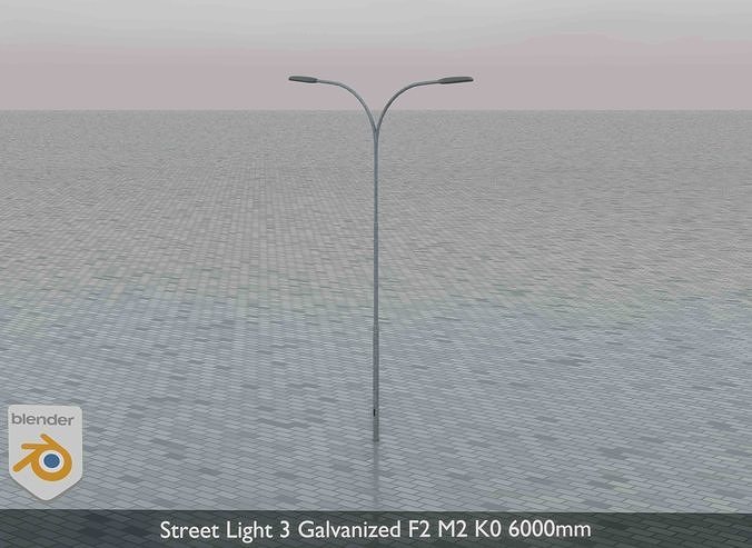 Street Light 3 Galvanized F2 M2 K0 6000mm Low-poly 3D model 3