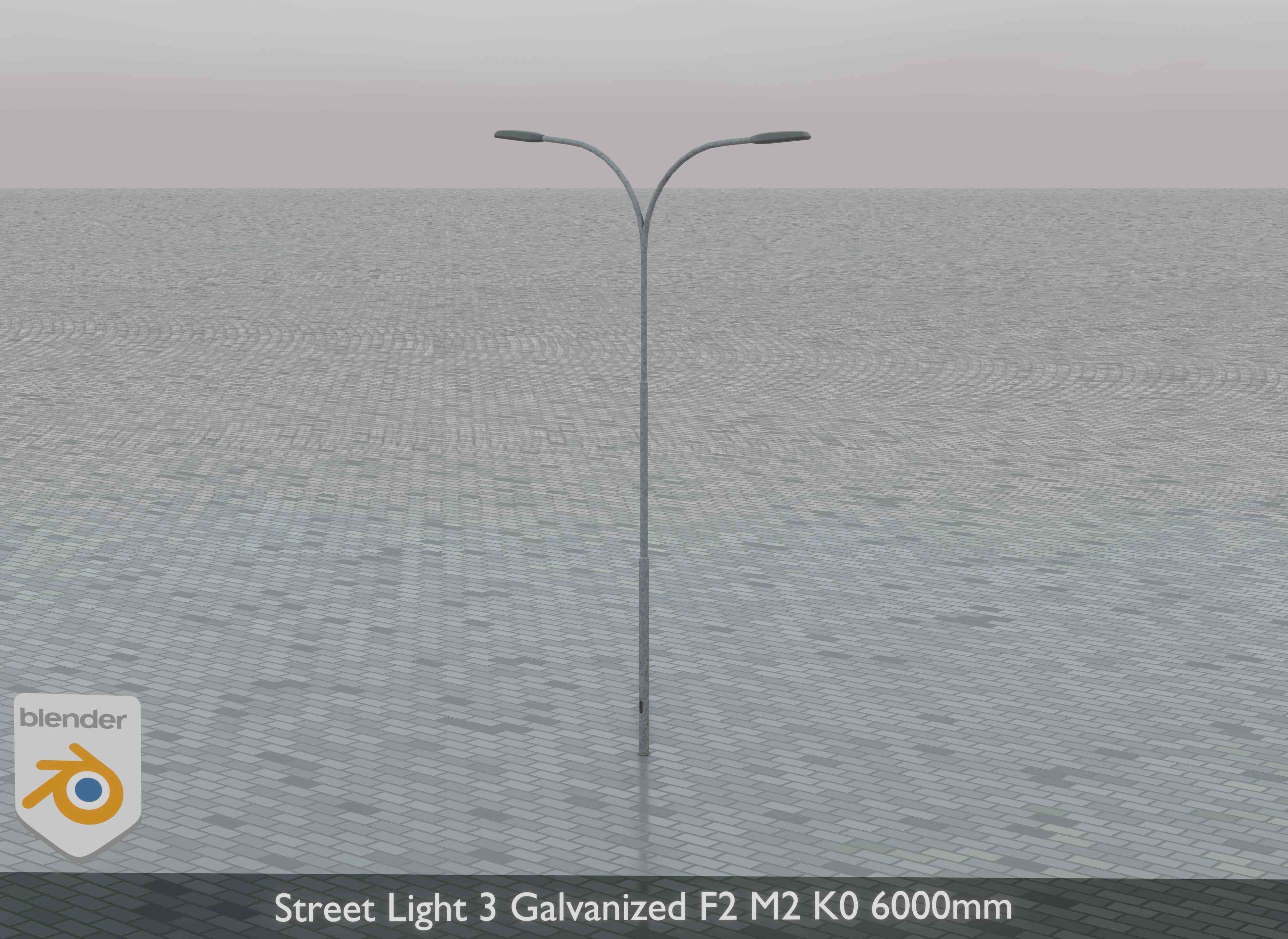 Street Light 3 Galvanized F2 M2 K0 6000mm Low-poly 3D model_2