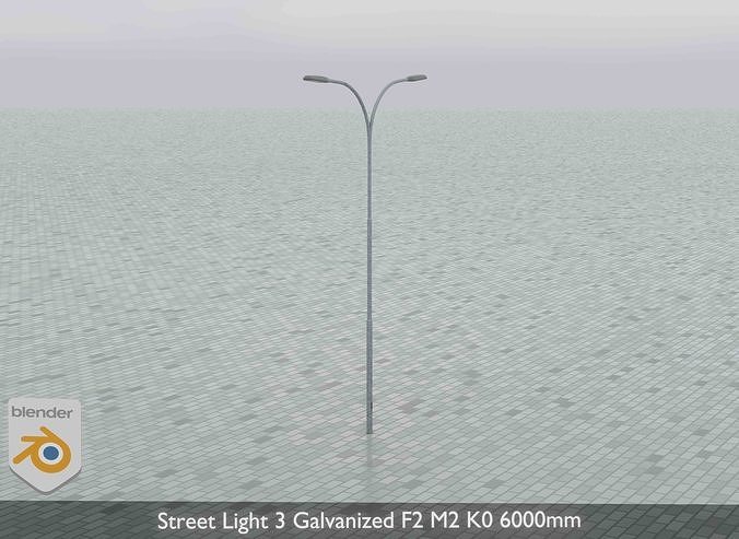 Street Light 3 Galvanized F2 M2 K0 6000mm Low-poly 3D model 7