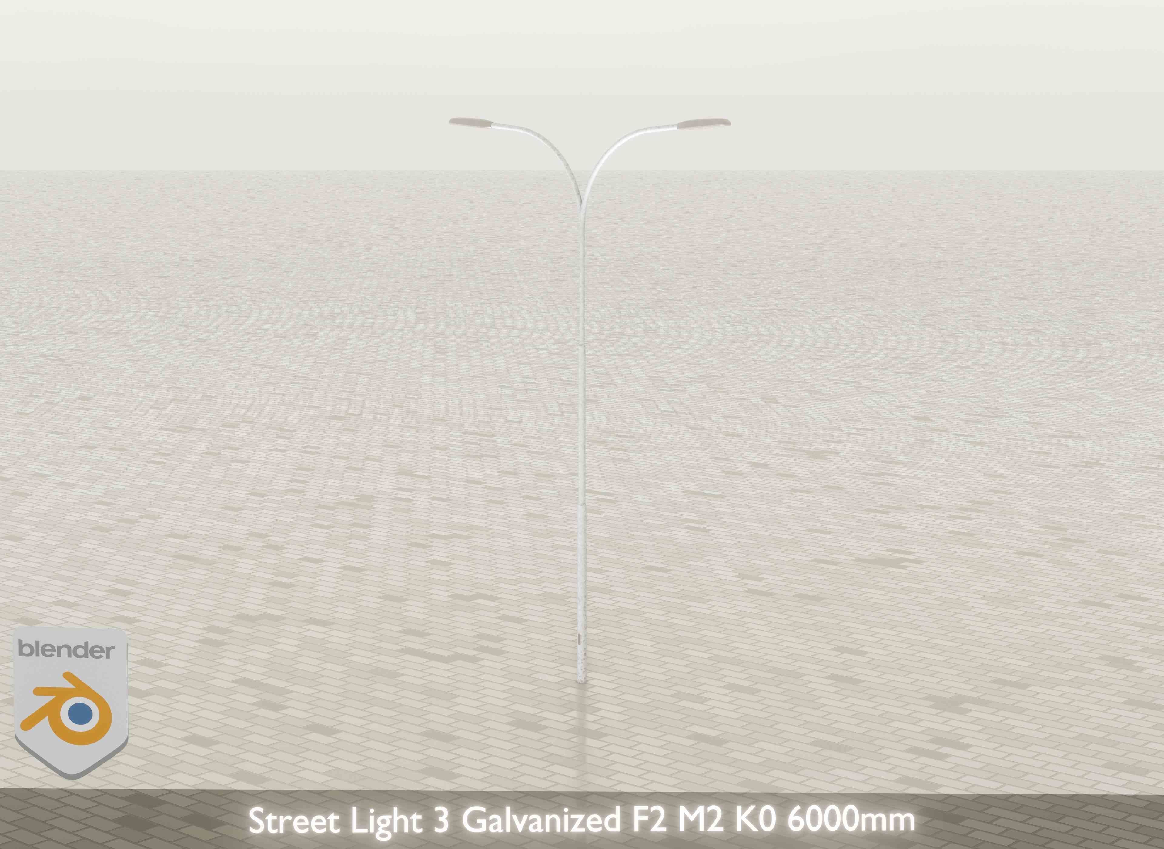 Street Light 3 Galvanized F2 M2 K0 6000mm Low-poly 3D model_20