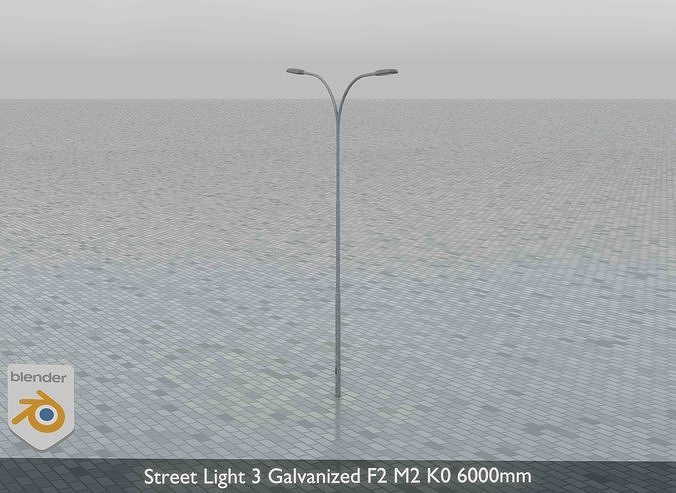Street Light 3 Galvanized F2 M2 K0 6000mm Low-poly 3D model 4