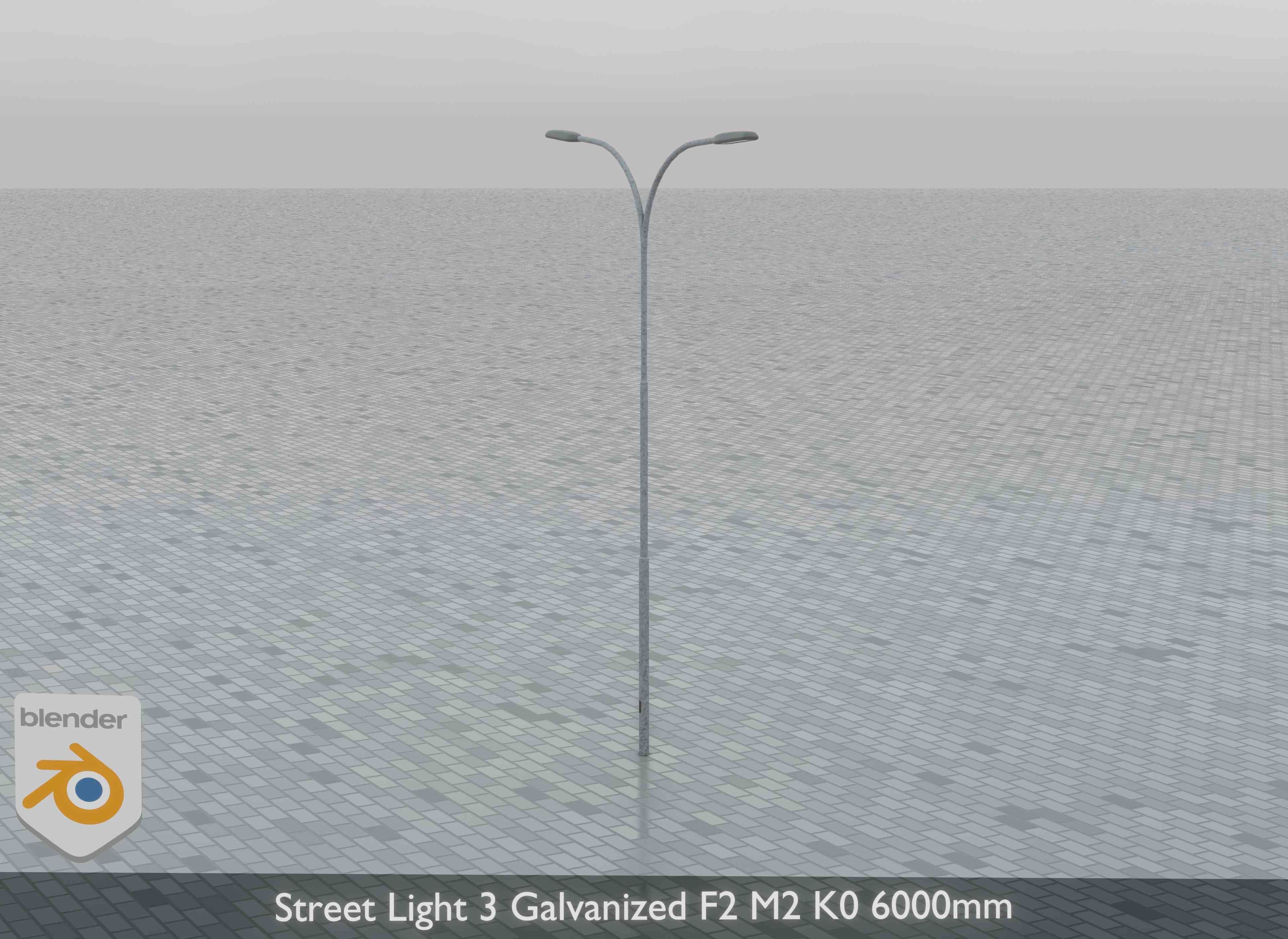 Street Light 3 Galvanized F2 M2 K0 6000mm Low-poly 3D model_3