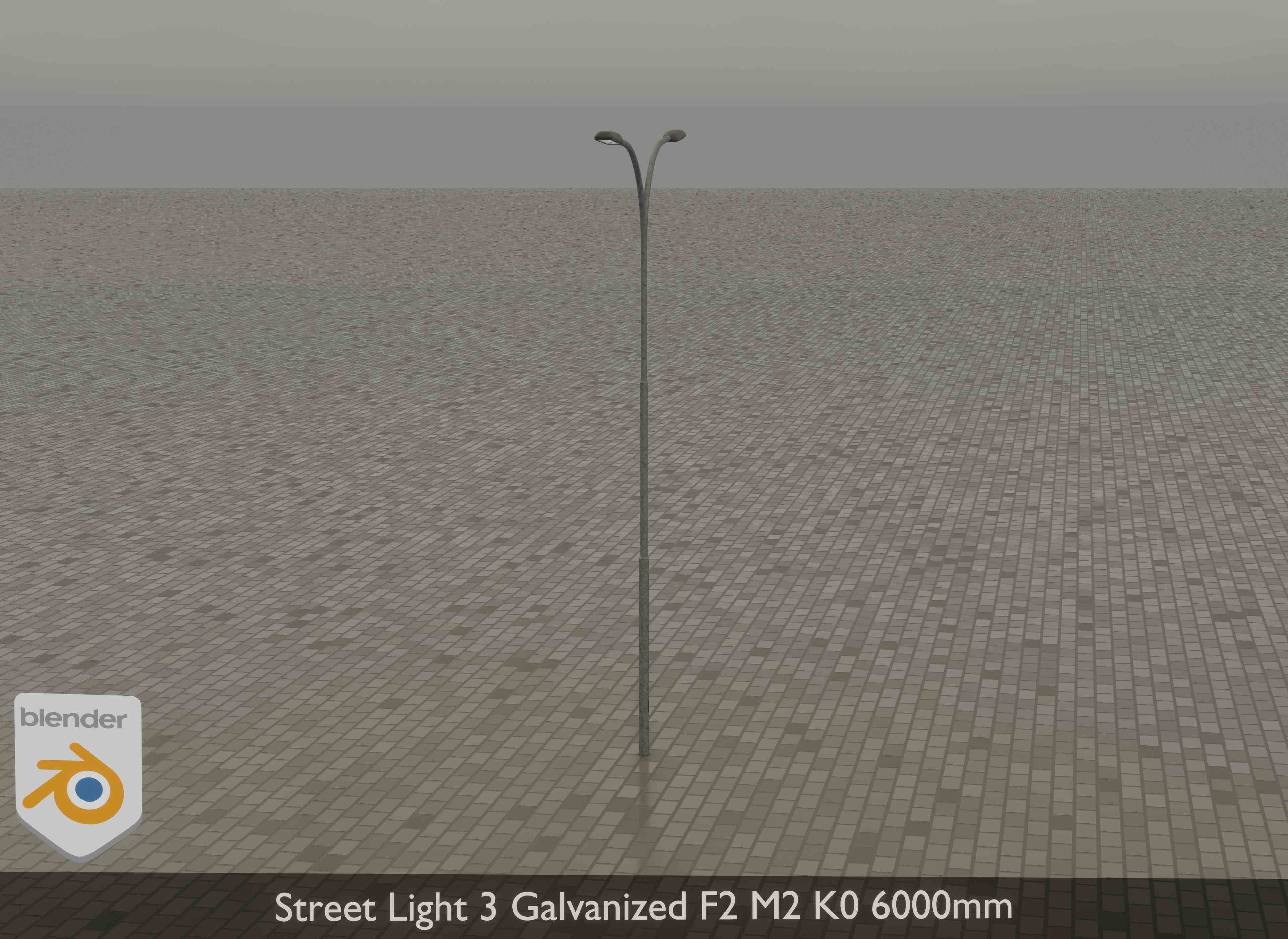 Street Light 3 Galvanized F2 M2 K0 6000mm Low-poly 3D model_14