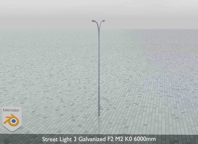 Street Light 3 Galvanized F2 M2 K0 6000mm Low-poly 3D model 6