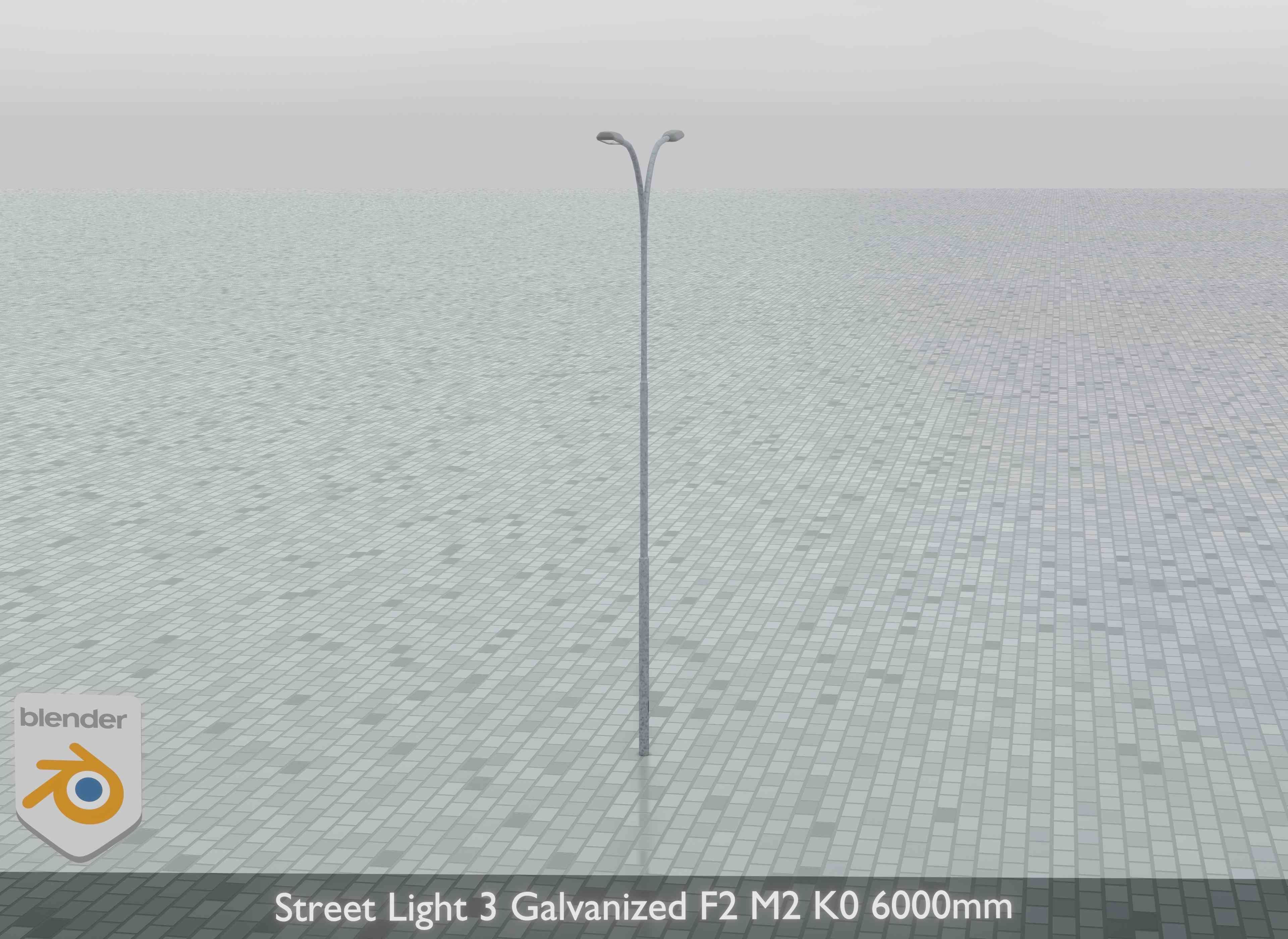Street Light 3 Galvanized F2 M2 K0 6000mm Low-poly 3D model_5
