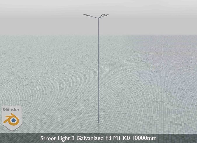 Street Light 3 Galvanized F3 M1 K0 10000mm Low-poly 3D model 6