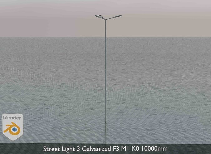 Street Light 3 Galvanized F3 M1 K0 10000mm Low-poly 3D model 2