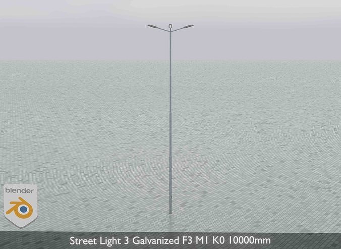 Street Light 3 Galvanized F3 M1 K0 10000mm Low-poly 3D model 7