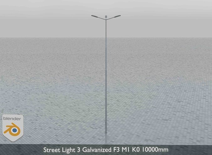 Street Light 3 Galvanized F3 M1 K0 10000mm Low-poly 3D model 4