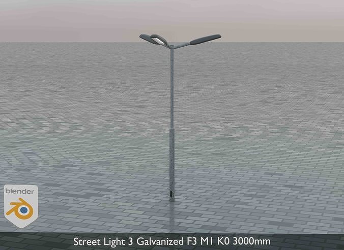 Street Light 3 Galvanized F3 M1 K0 3000mm Low-poly 3D model 4