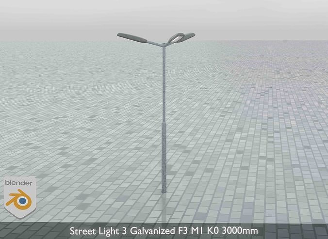 Street Light 3 Galvanized F3 M1 K0 3000mm Low-poly 3D model 7