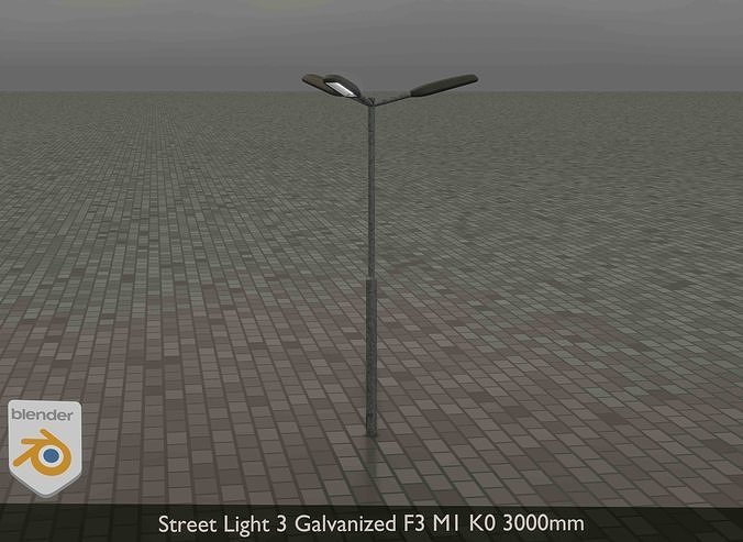 Street Light 3 Galvanized F3 M1 K0 3000mm Low-poly 3D model 3