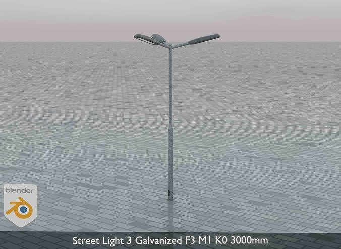 Street Light 3 Galvanized F3 M1 K0 3000mm Low-poly 3D model 5