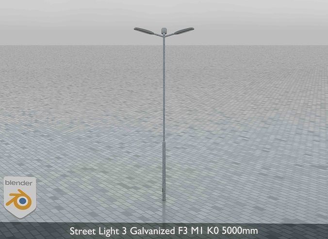 Street Light 3 Galvanized F3 M1 K0 5000mm Low-poly 3D model 4