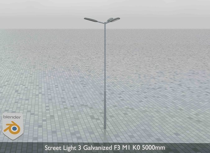 Street Light 3 Galvanized F3 M1 K0 5000mm Low-poly 3D model 5