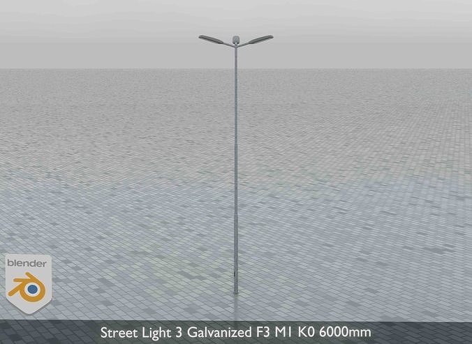 Street Light 3 Galvanized F3 M1 K0 6000mm Low-poly 3D model 4