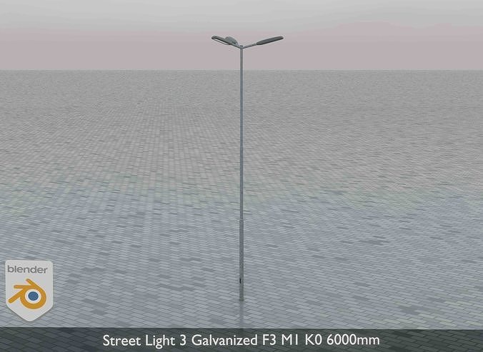 Street Light 3 Galvanized F3 M1 K0 6000mm Low-poly 3D model 3