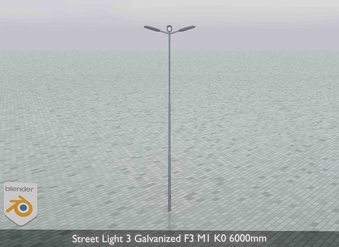 Street Light 3 Galvanized F3 M1 K0 6000mm Low-poly 3D model 7
